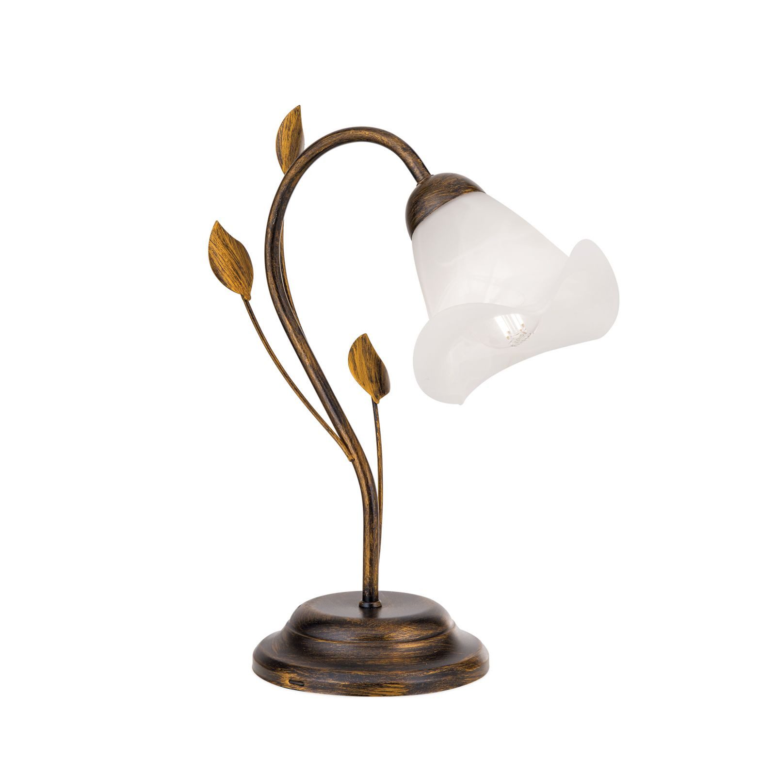 Licht-Erlebnisse Nachttischlampe OSKAR, ohne Leuchtmittel, Glas Metall 33 cm Shabby Antik Weiß E14 Landhausstil