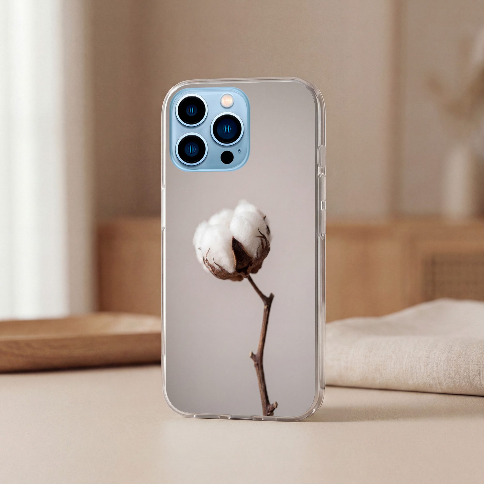 MuchoWow Handyhülle für Apple iPhone 13 Pro Max Wattebausch - Minimalistisch - Weiß, Smartphone-Bumper, Print, Handy Schutzhülle Dünn