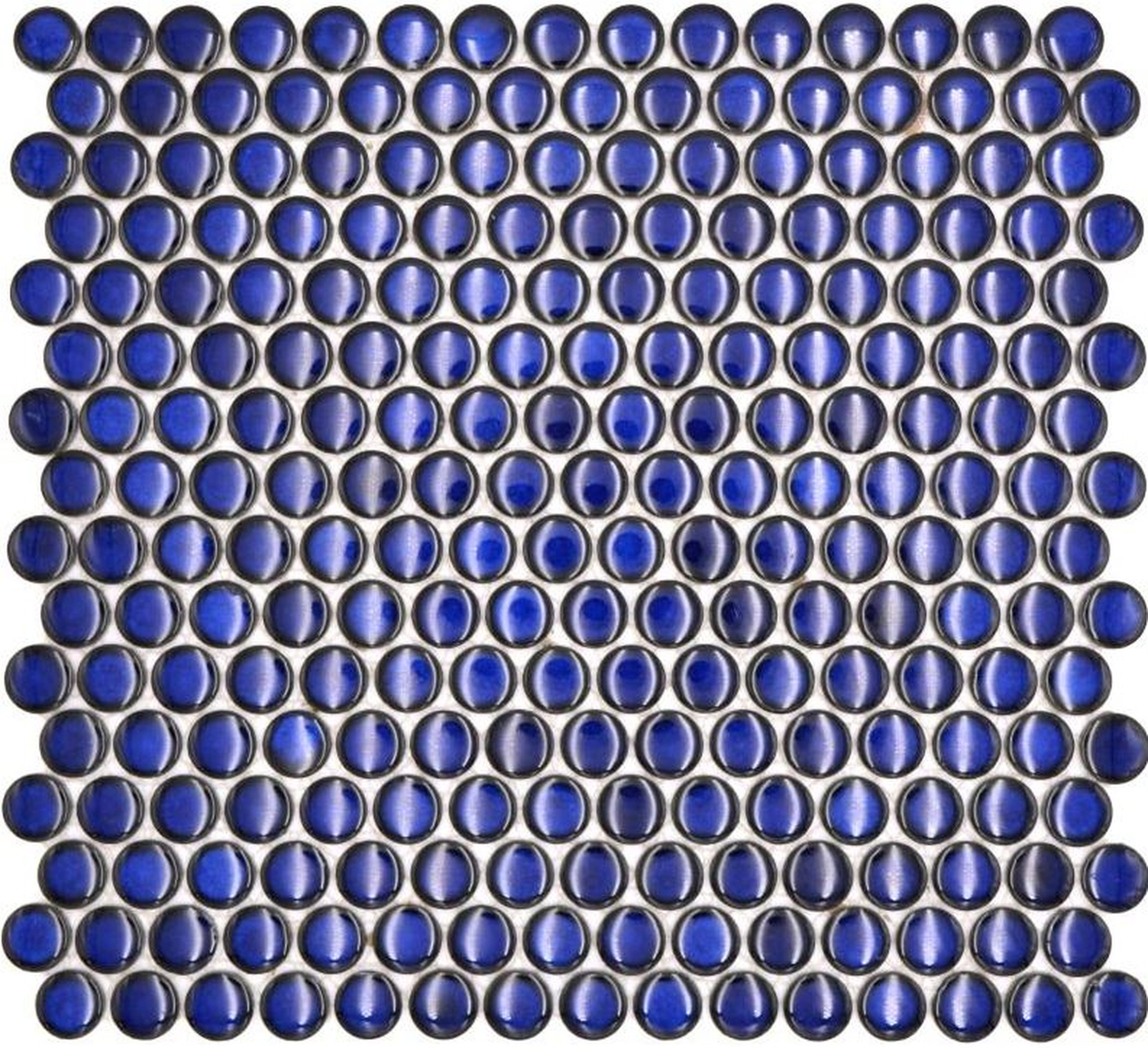 Mosani Mosaikfliesen Knopfmosaik LOOP Rundmosaik dunkelblau kobalt Wand Küche Dusche