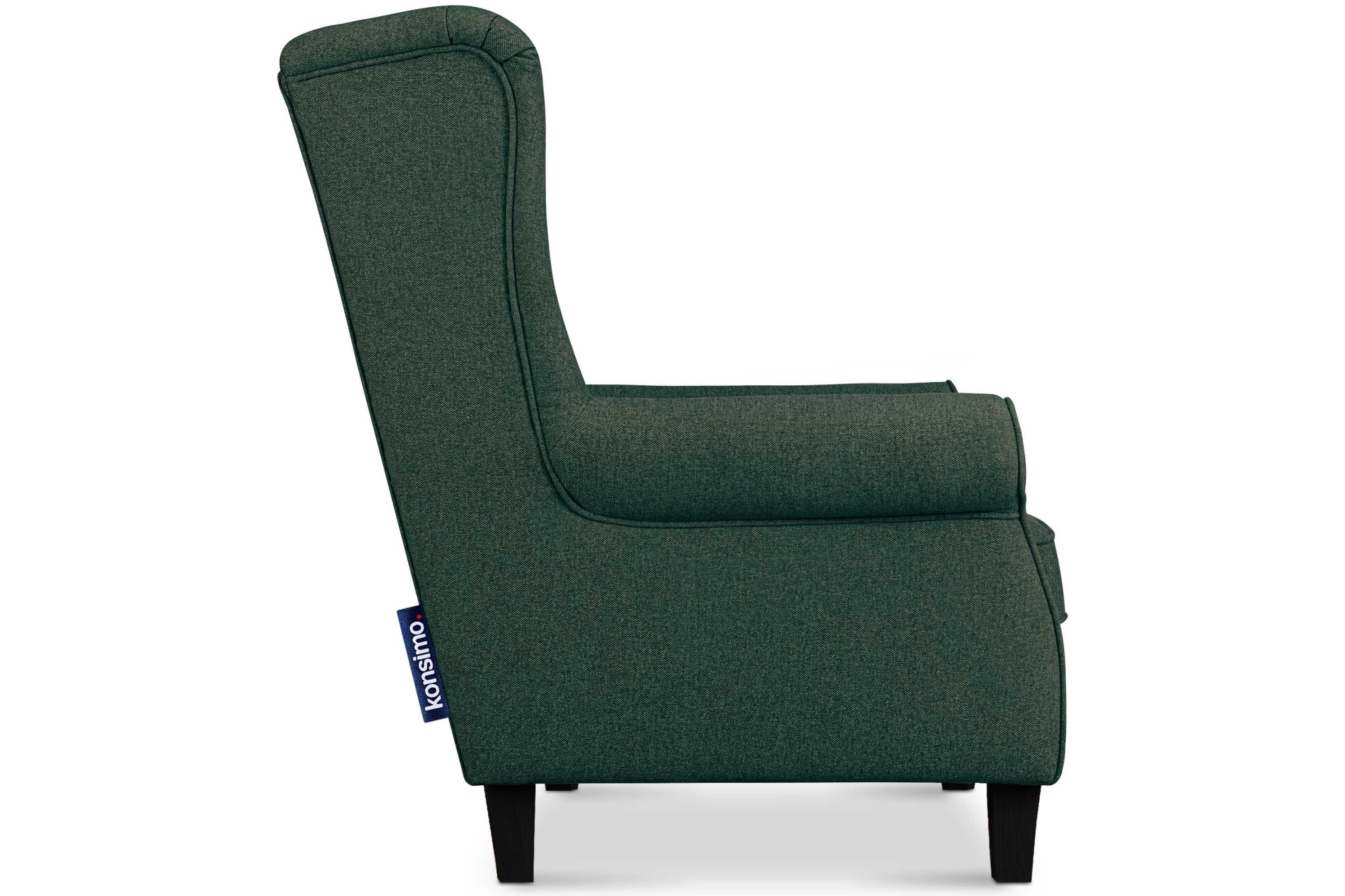 der MILES Gepolsterter Sessel, Federn Konsimo mit Sitzfläche, Massivholzbeine Armlehnen, Ohrensessel in Sessel mit