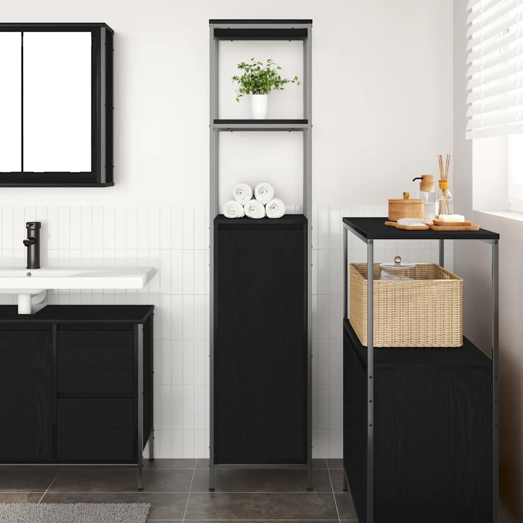 vidaXL Badezimmerspiegelschrank Badschrank mit Regalen Schwarz günstig online kaufen