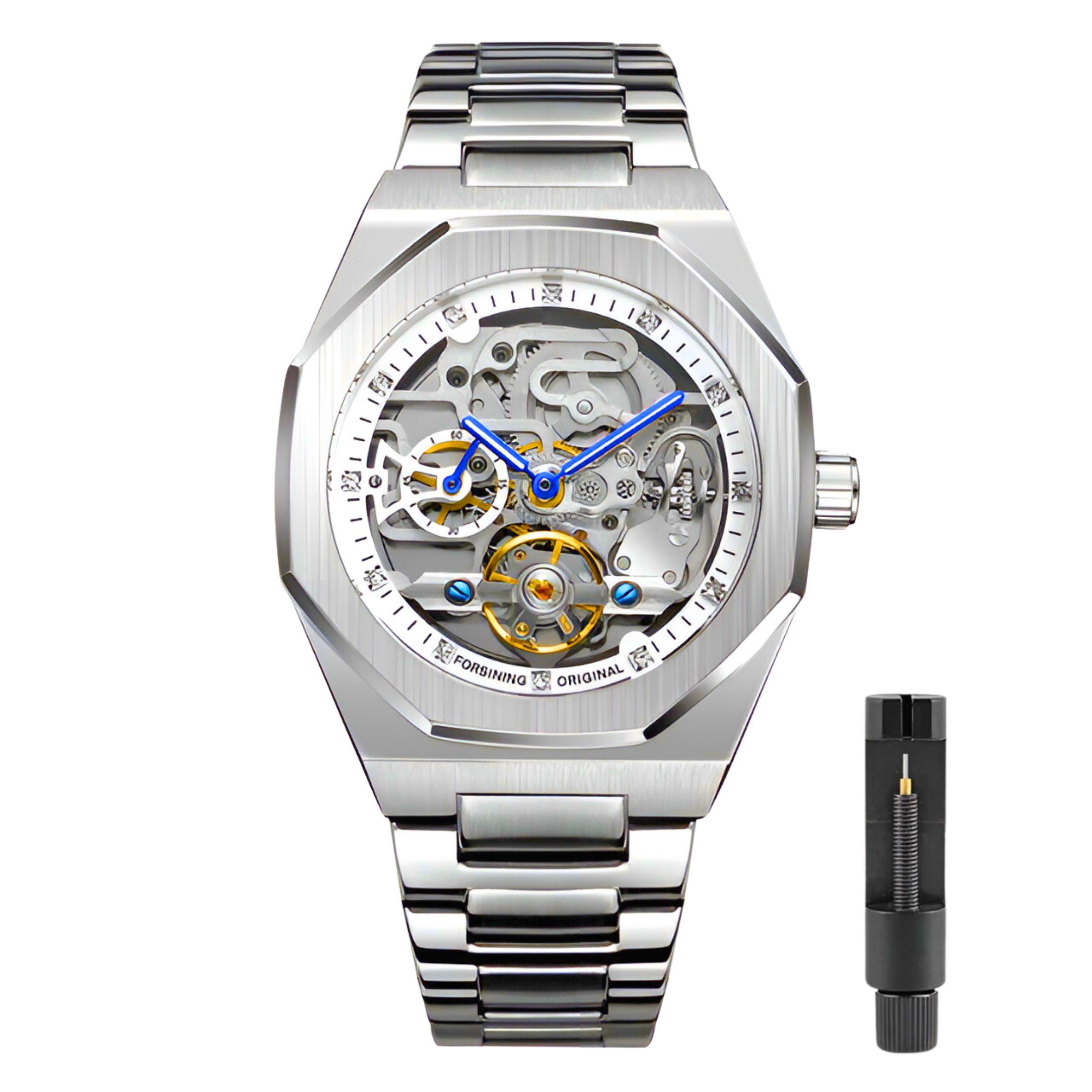 S&T Design Automatikuhr Mechanische Herren Uhr Skelett Edelstahl Herrenuhr, günstig online kaufen