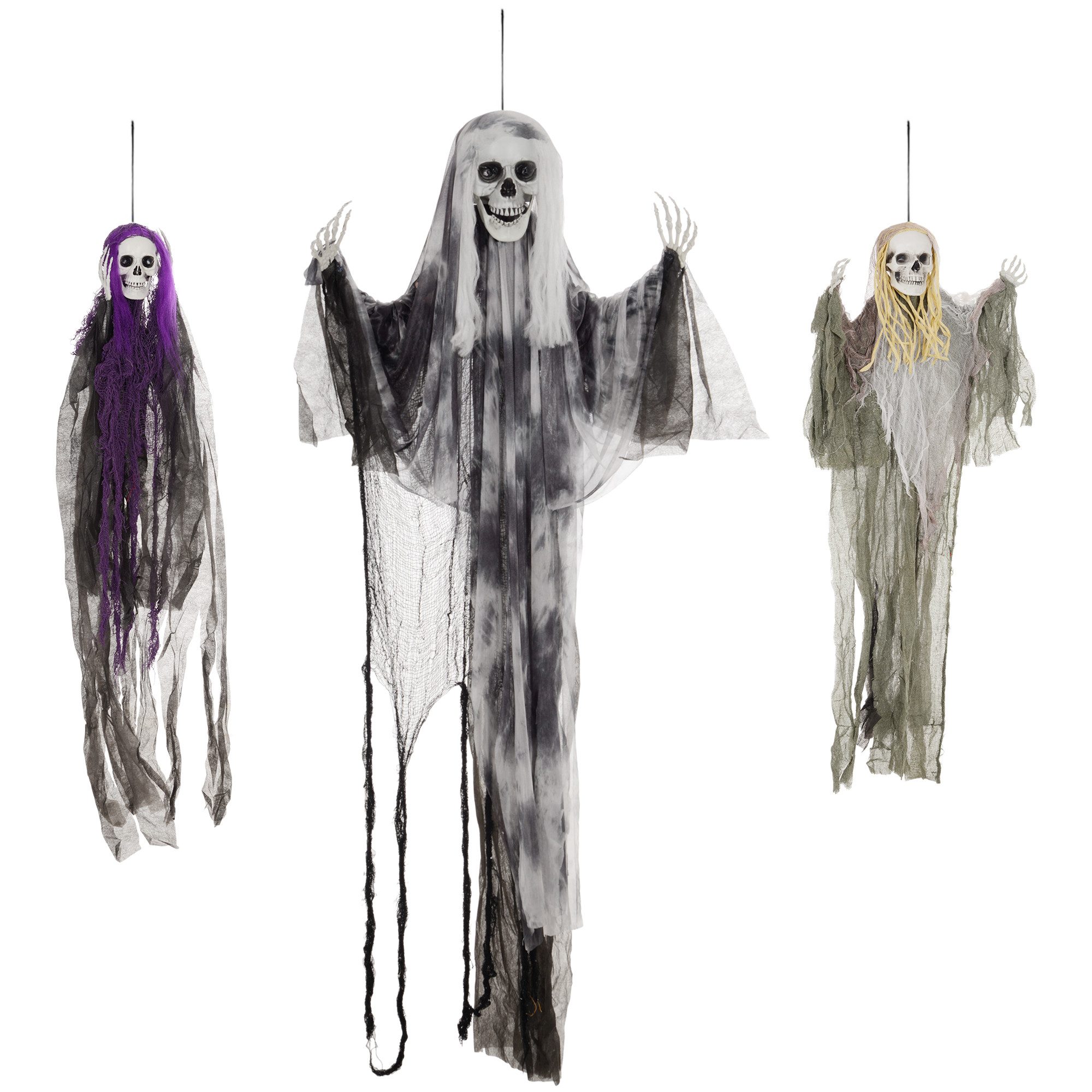 FELIXLEO Dekofigur Hängende Halloween Skelett Geister 3er Set 90 110 200 cm (1 St)