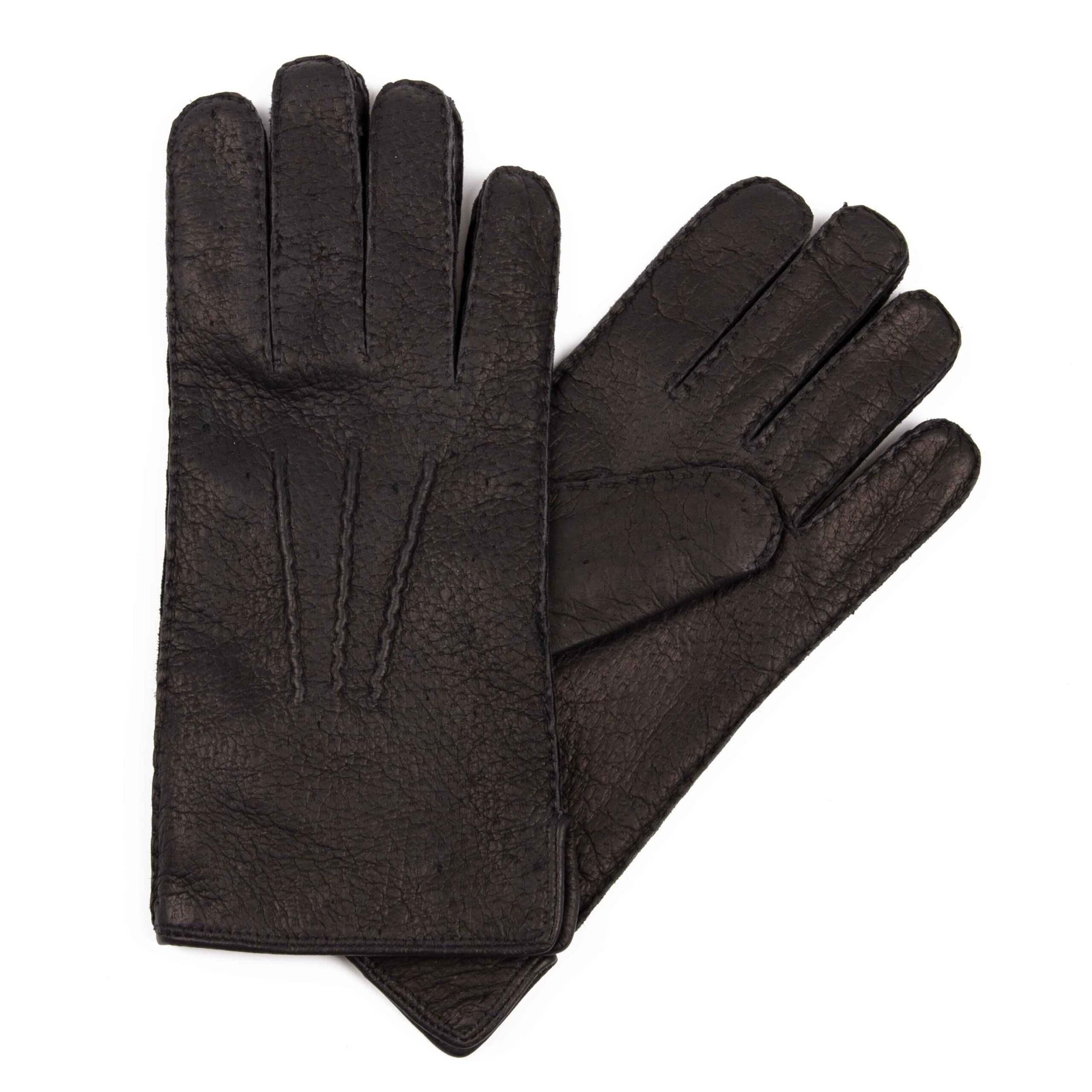 Hand Gewand by Weikert Lederhandschuhe SIR HELMUT- Peccary Lederhandschuhe mit Alpaka gefüttert Schwarz | Handschuhe