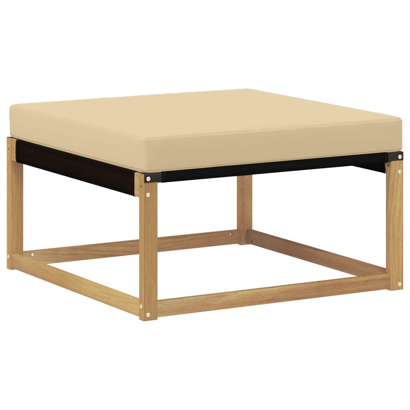 vidaXL Sofaelement Outdoor-Fußhocker Massives nholz und Textilene Weiß