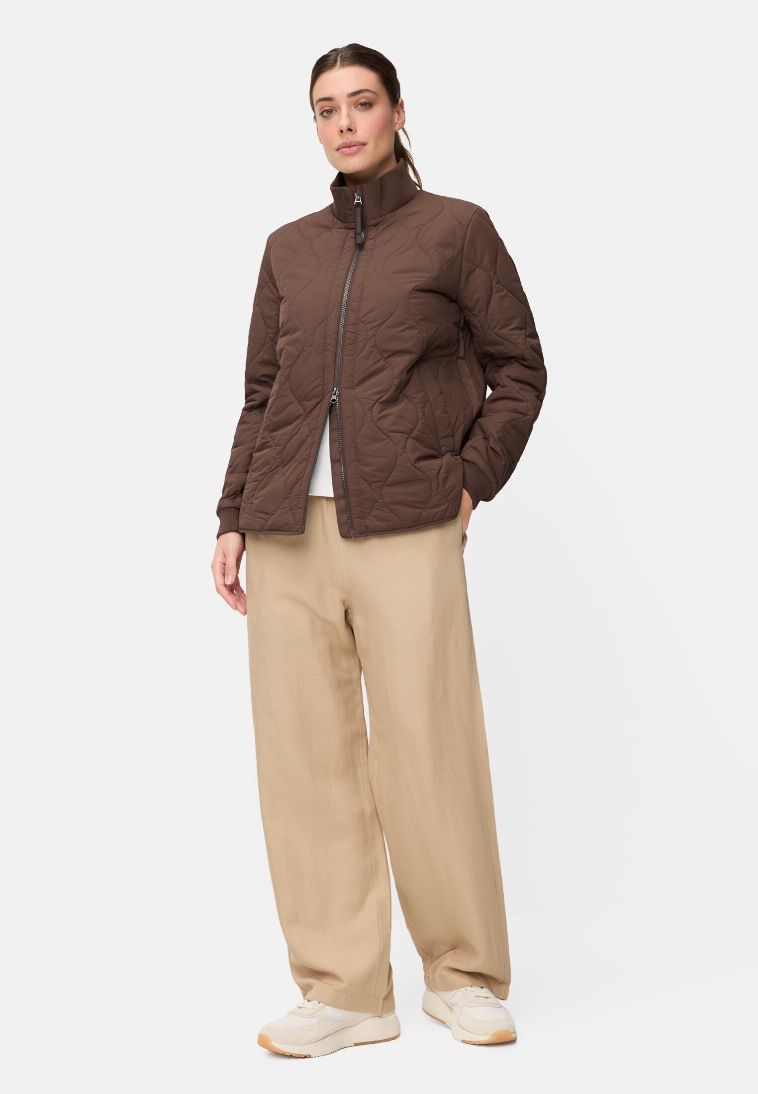 camel active Steppjacke mit Taschen Langarm Markenlabel