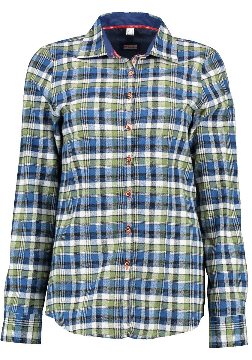 OS Trachten Trachtenbluse Lumeru Damen Flanell Langarmbluse mit Haifischkra günstig online kaufen