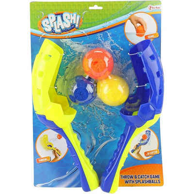Toi-Toys Badespielzeug SPLASH Wasser Ballfangspiel (2 Fangschaufeln + 3 Bälle), Wiederverwendbar und Nachhaltig