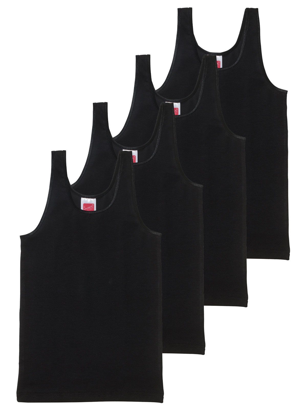 for Sweety Sparpack schwarz Mädchen Unterhemd Single Kids (Spar-Set, 4er hohe 4-St) Markenqualität Jersey Achselhemd
