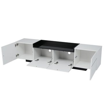 BlingBin TV-Schrank Lowboard mit drei Türen und einzigartigem Stauraum (1-St) in schwarzem Hochglanz, zeitlosem Colorblock-Design