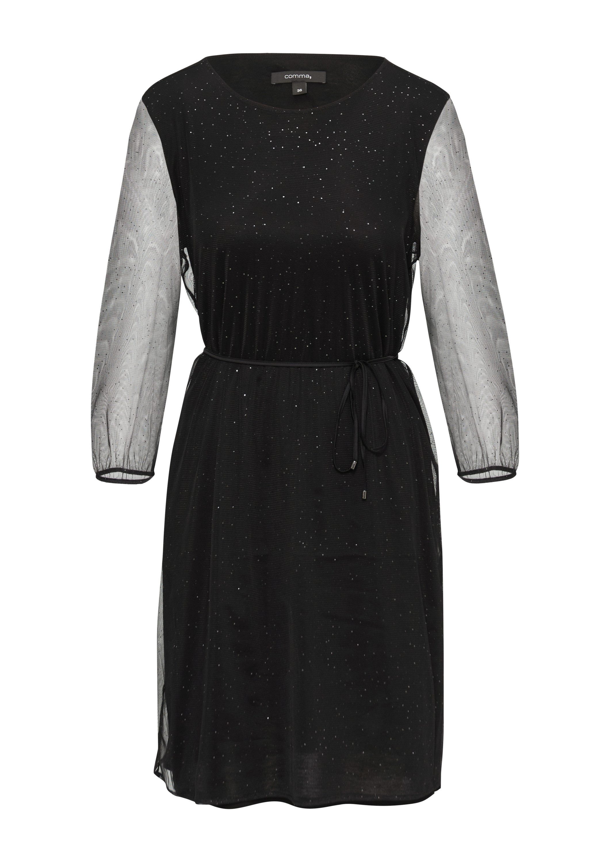 comma Minikleid Kleid Mesh-Kleid mit Metallic-Effekt