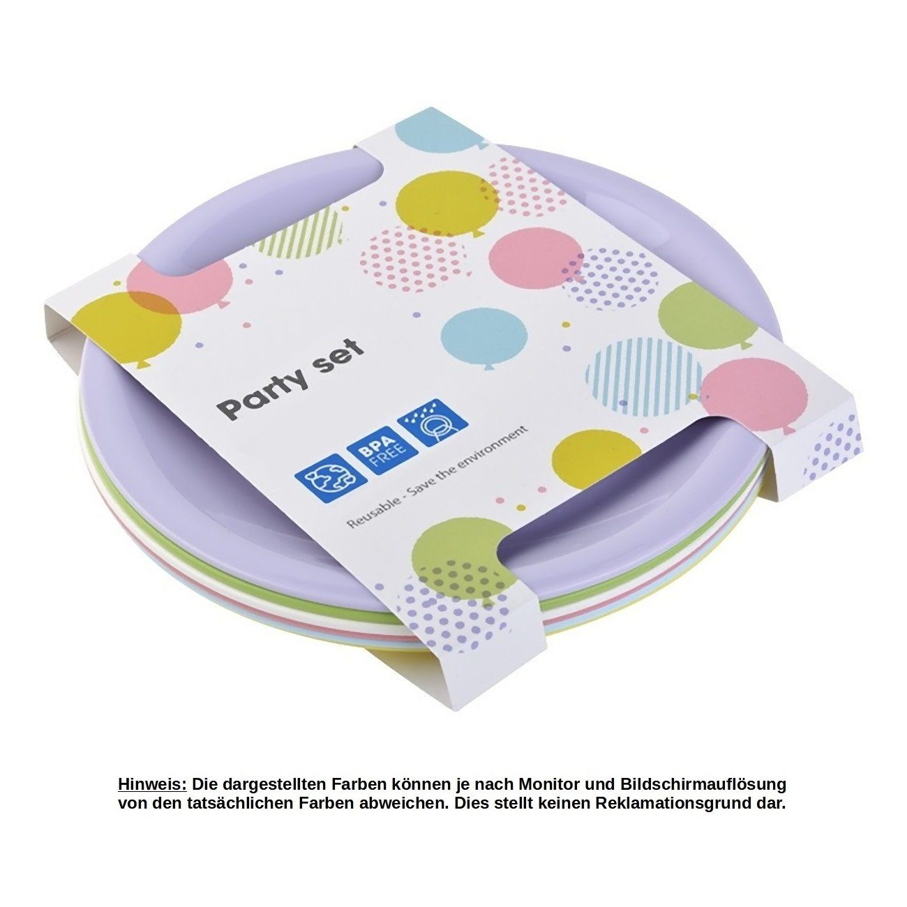 Engelland BPA-frei, wiederverwenbar, farbenfroh, 19 Kunststoff cm, flach, Dessertteller Kinderteller-Set, bunt, St), Ø (6
