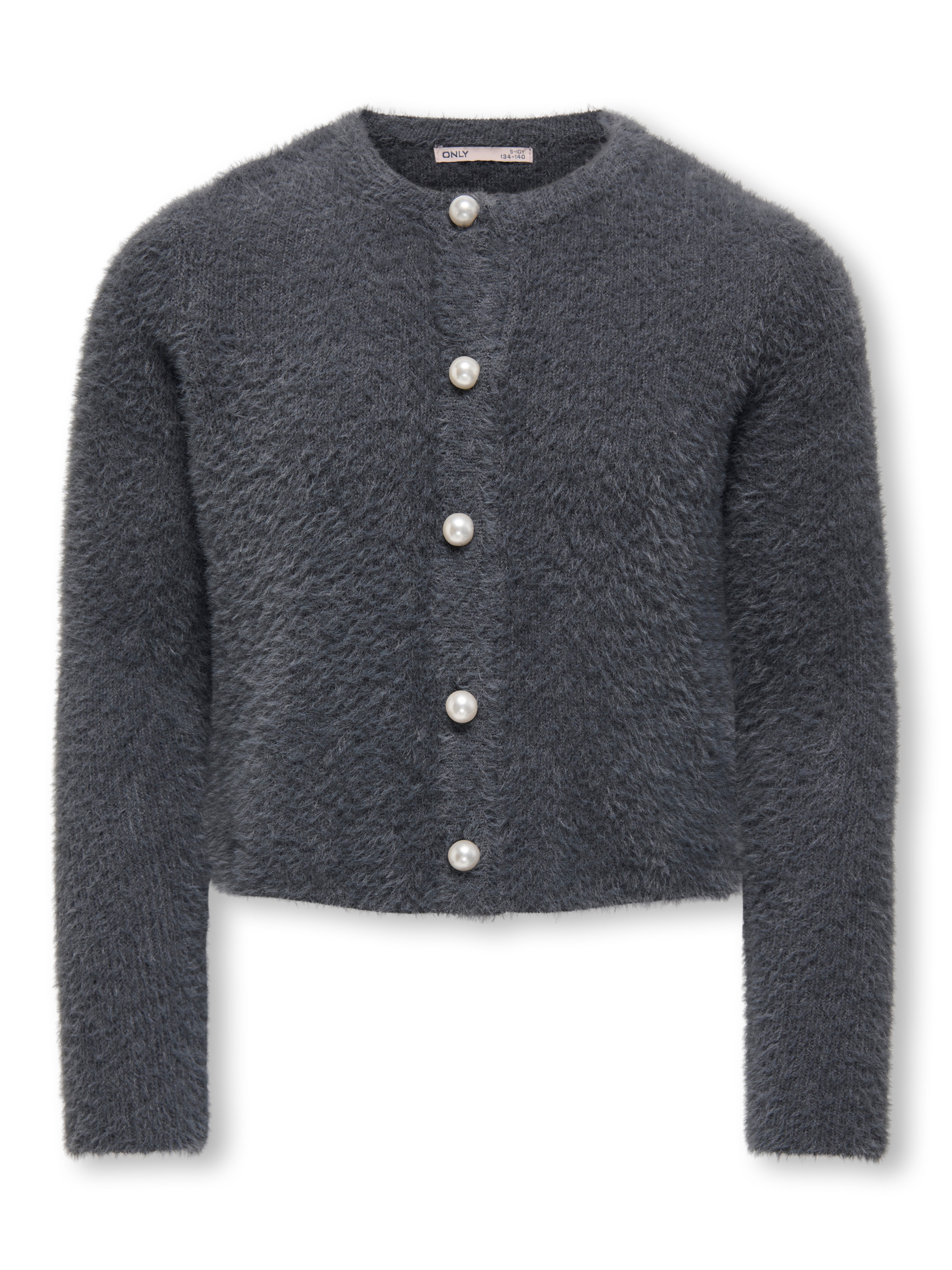 KIDS ONLY Strickjacke KOGPIUMO PETRA PEARL O-NECK CAR KNT NOOS mit Zierperlenknöpfen