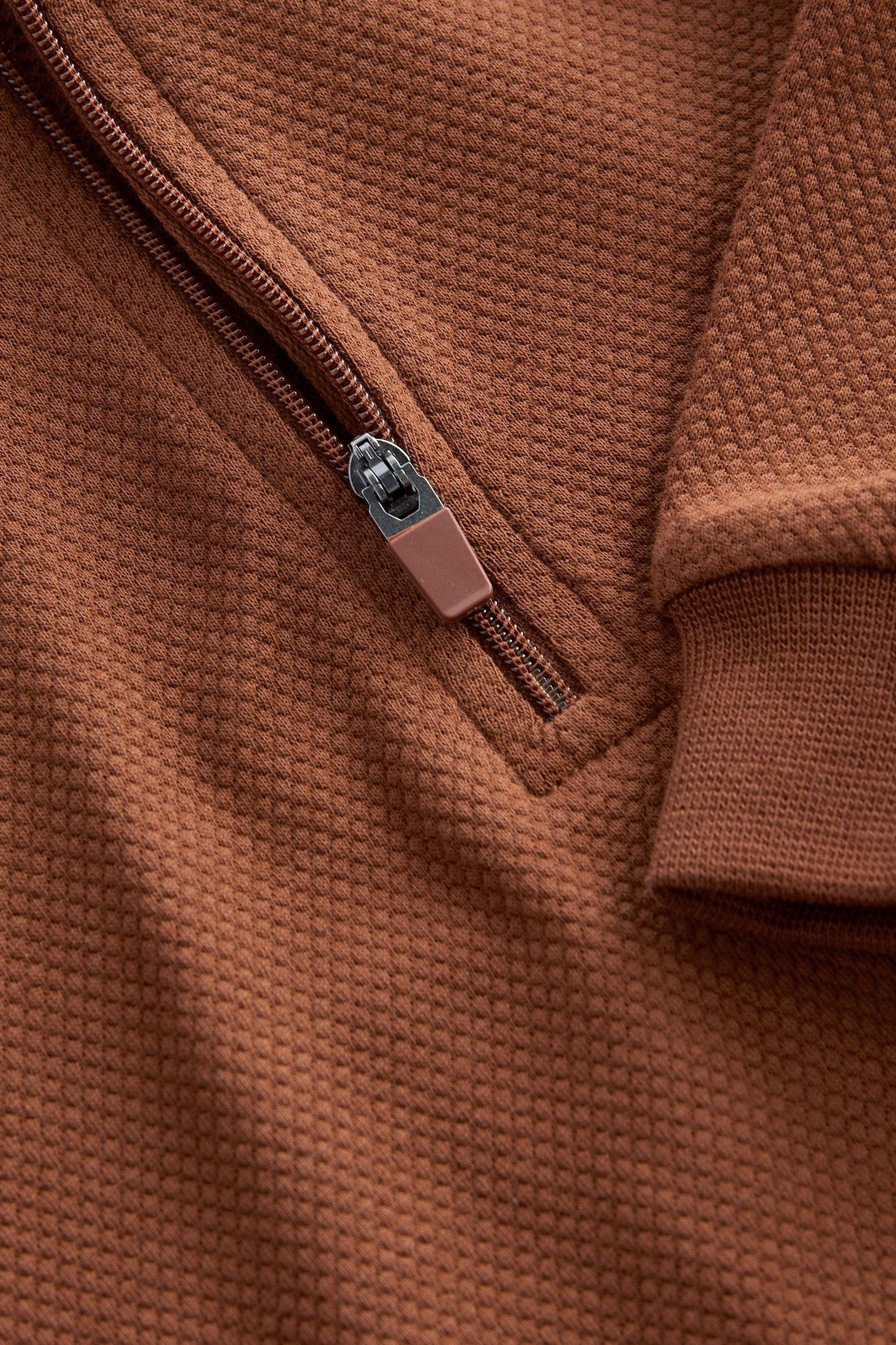Next Langarm-Poloshirt Langärmeliges Brown Tan Reißverschluss Poloshirt mit (1-tlg)