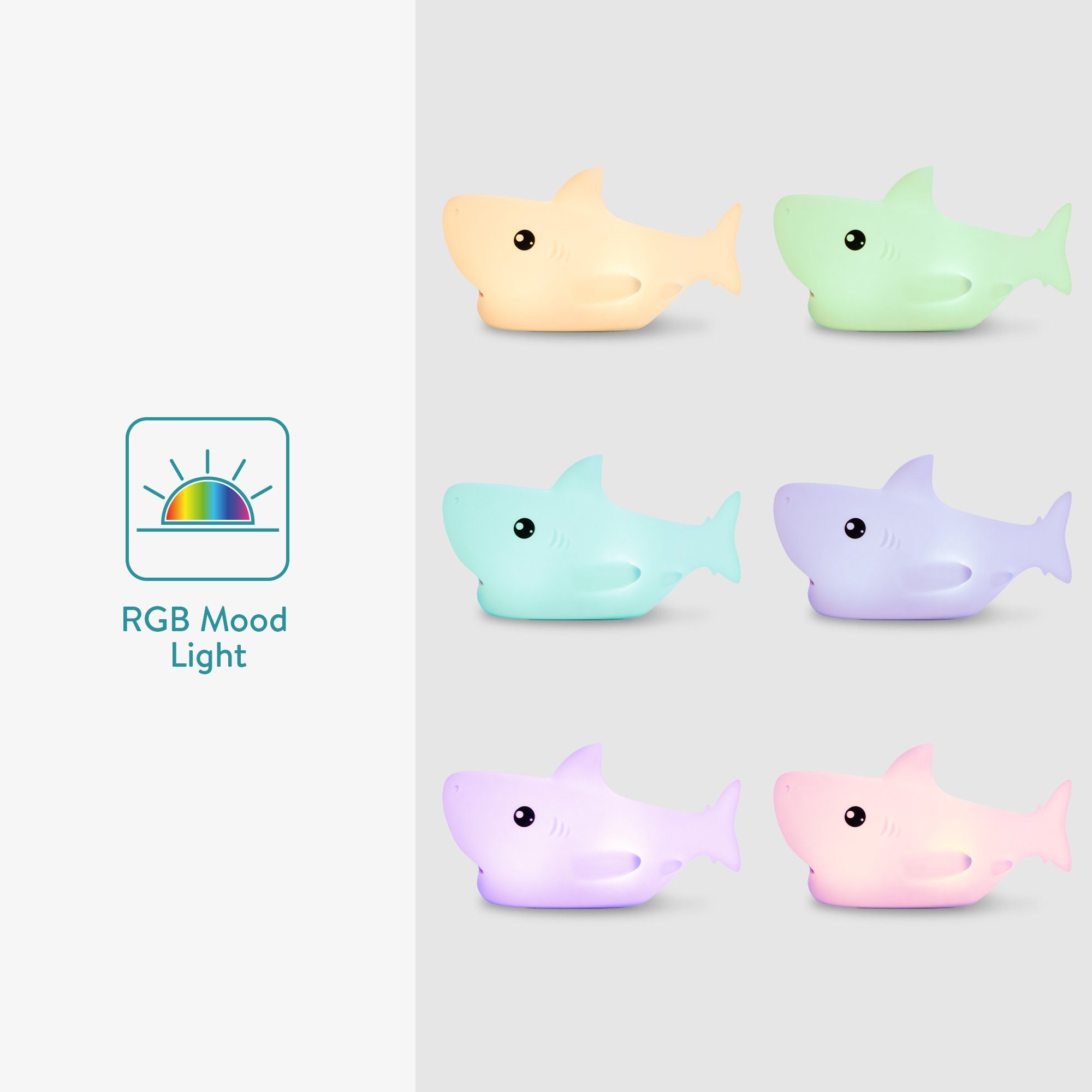 - RGB Navaris Design wiederaufladbar Farbwechsel Nachtlicht Hai LED Nachtlicht LED -