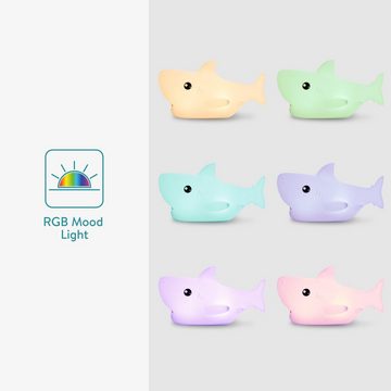 Navaris LED Nachtlicht LED Nachtlicht Hai Design - wiederaufladbar - RGB Farbwechsel