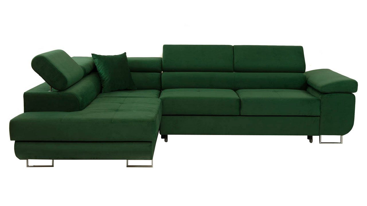 MIRJAN24 Ecksofa Torezio, mit Bettkasten und Schlaffunktion, Einstellbare Kopfstützen, 274x203x70-90 cm
