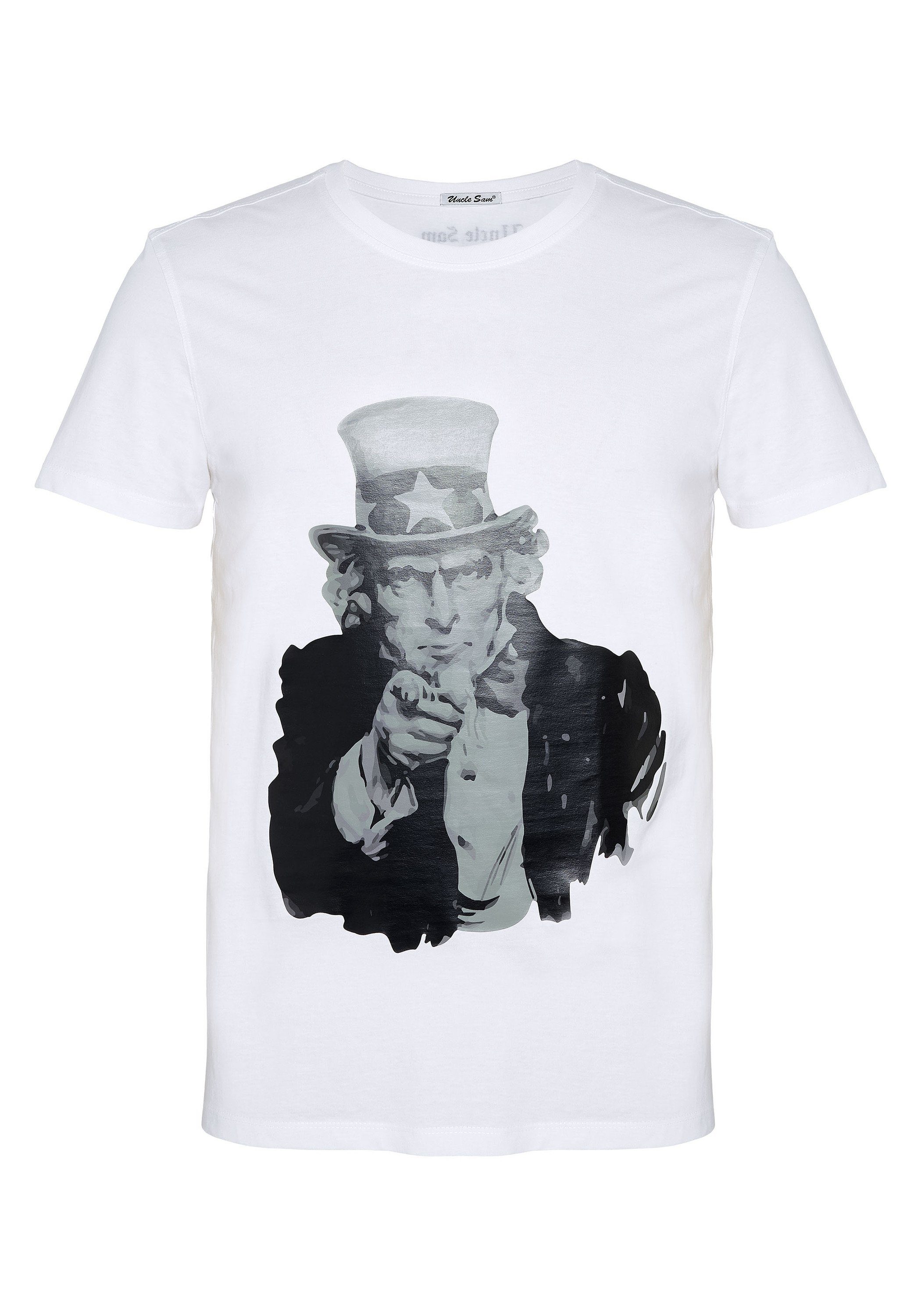 Uncle Sam T-Shirt mit großem Frontprint 11-0601 Bright White