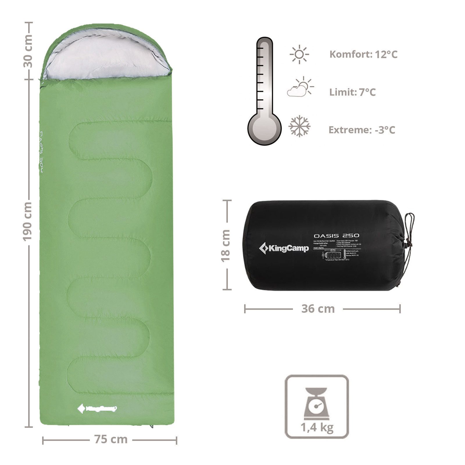 KingCamp Deckenschlafsack Decken Schlafsack Oasis 250 Sommer, Camping Outdo günstig online kaufen