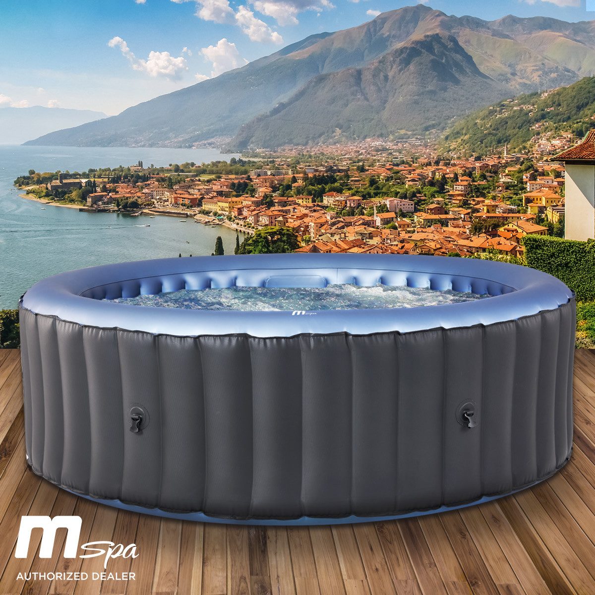 BRAST Whirlpool aufblasbar MSpa Bergen für 4-8 Personen, viele Größen Ø180-224cm, aufblasbares Aufstellbecken, (In- Outdoor Pool, Ganzjähriger Einsatz, 144 Massagedüsen), Stromsparend inkl. Energiespar-Timer