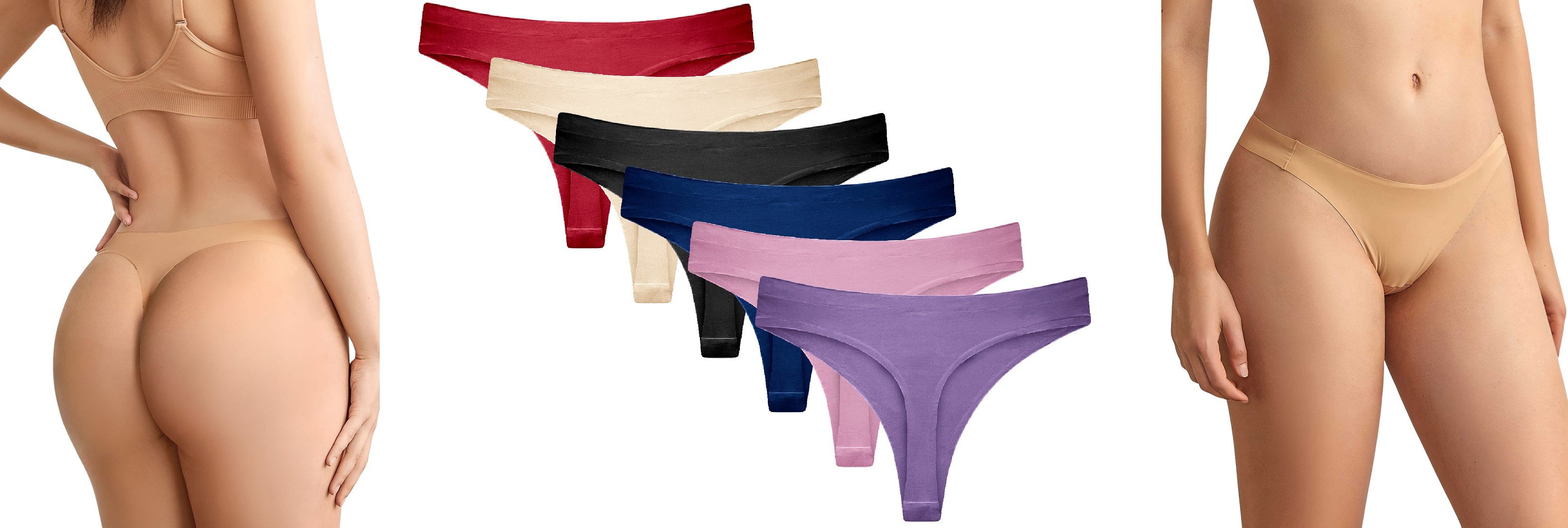 Tangaslip 6er Set Bunt String Tanga Tangaslip Damen Unterwäsche 954 Größe: L-XL