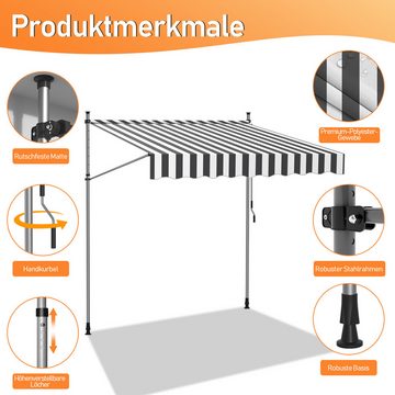 Bettizia Klemmmarkise Markise Balkonmarkise Schutz Markise Sonnenschutz Klemmmarkise 1.5-4M