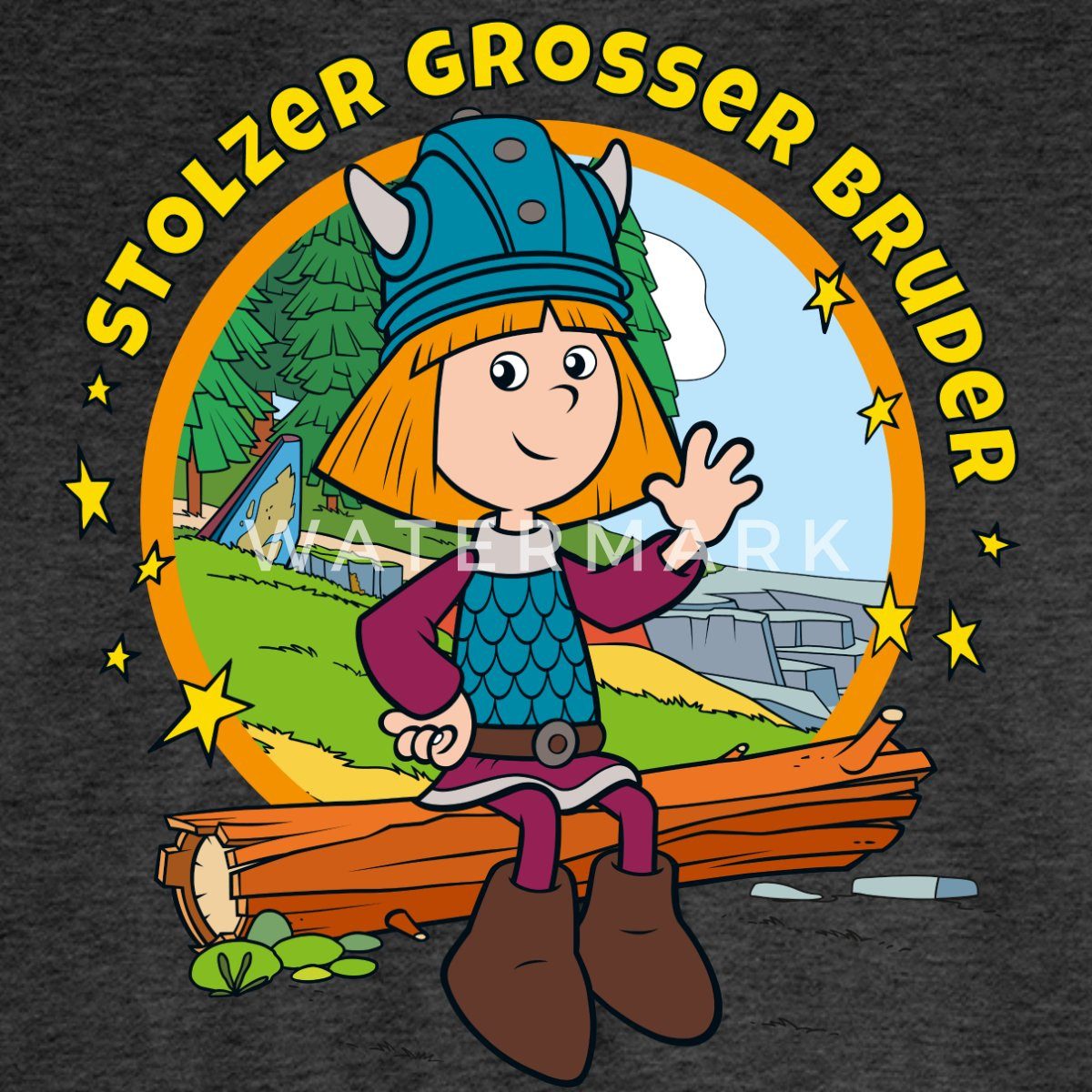 Spreadshirt T-Shirt Wickie Und Die Starken Männer Großer Bruder Kinder Premium Langarmshir (1-tlg)