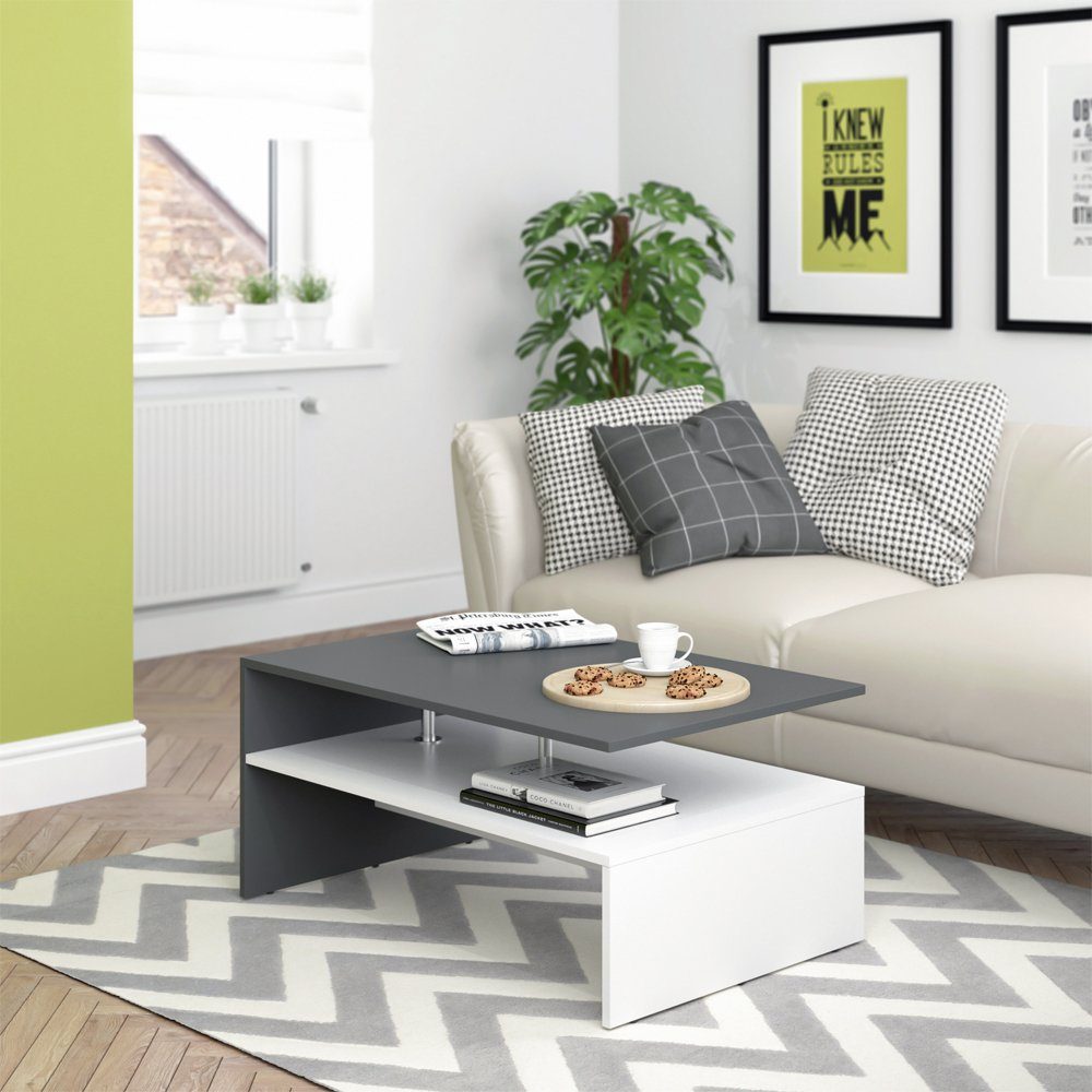 Vicco Couchtisch Amato, Anthrazit/Weiß, 90 x 60 cm günstig online kaufen