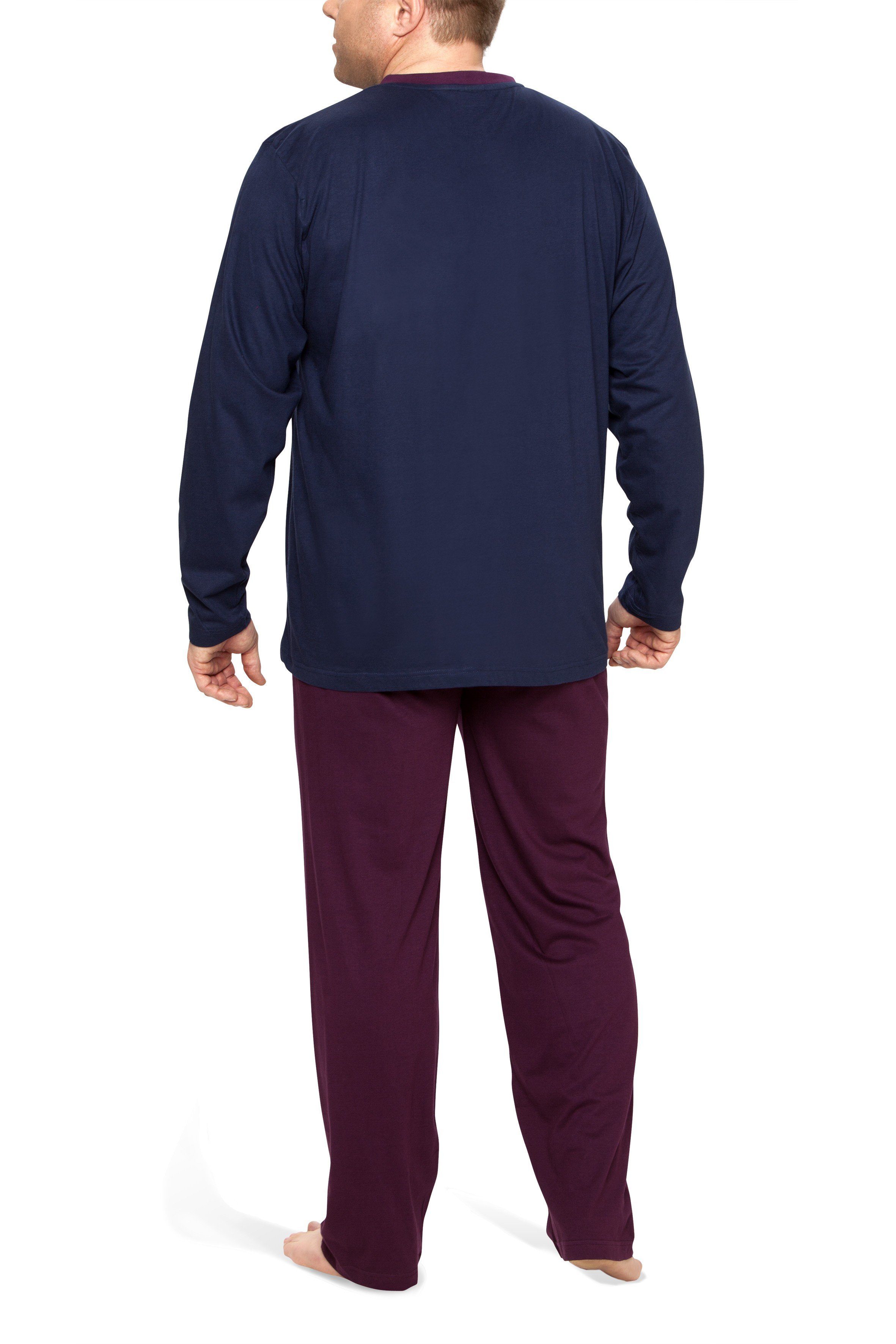 Moonline Pyjama Schlafanzug Herren lang in Übergröße (XXL-5XL) aus Baumwolle