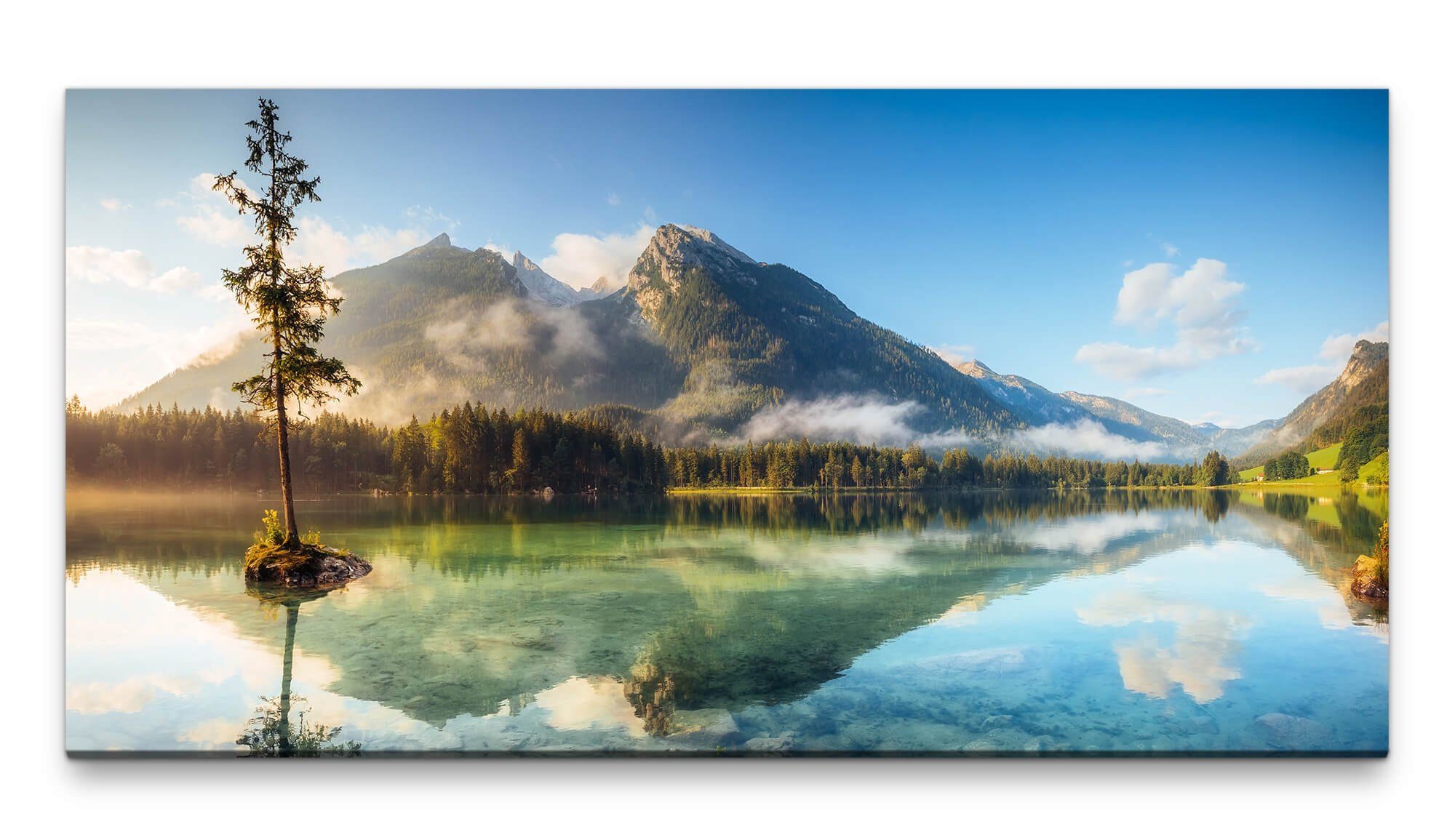 Leinwandbild Bilder XXL See in den Alpen 50x100cm Wandbild auf Leinwand