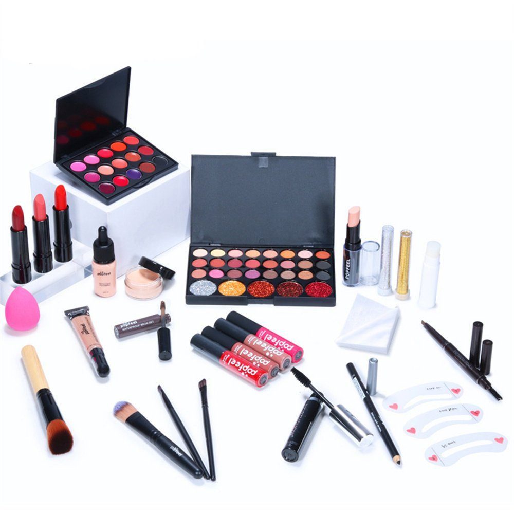 KINSI Make-up Set 27-teiliges Einsteiger Schminkset,Make-up Set für Damen - Schminkset, Komplettes Starter-Set, wasserdicht, tragbar