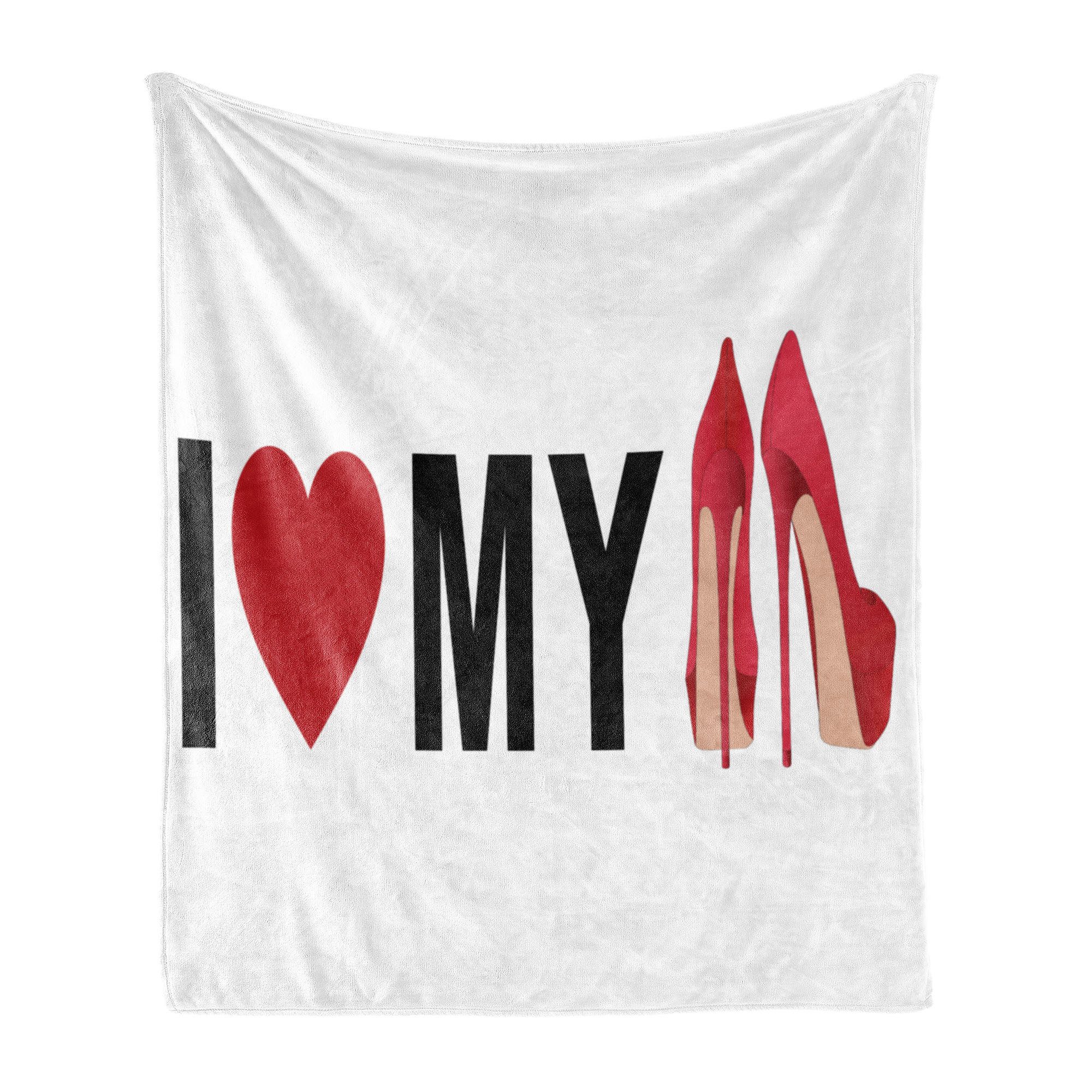 Wohndecke Gemütlicher Plüsch für den Innen- und Außenbereich, Abakuhaus, High Heels I Love My Shoes Herz