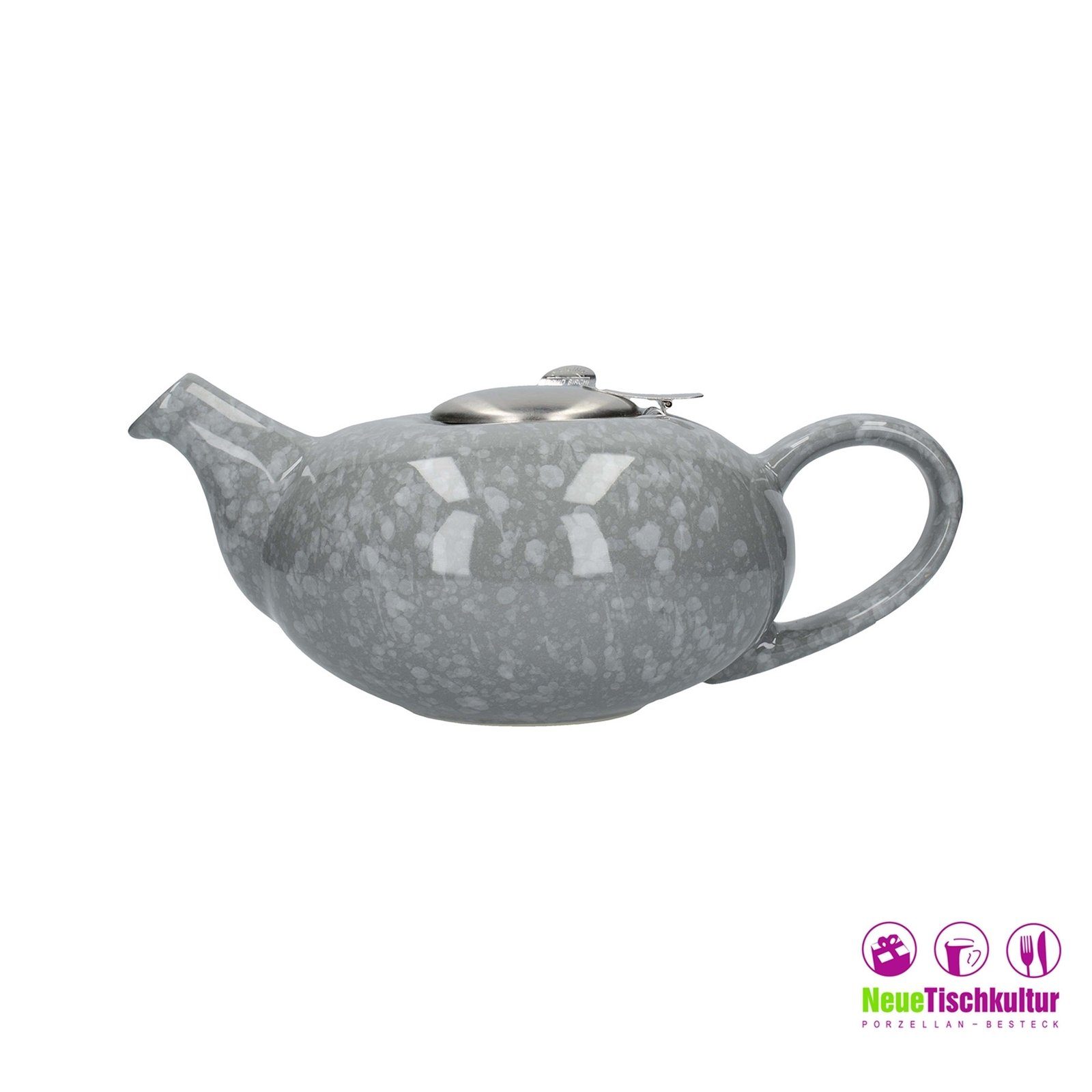 Neuetischkultur Teekanne Teekanne mit 1 Grau glänzend Tassen Sieb, Keramik, 1 4 L, marmoriert l