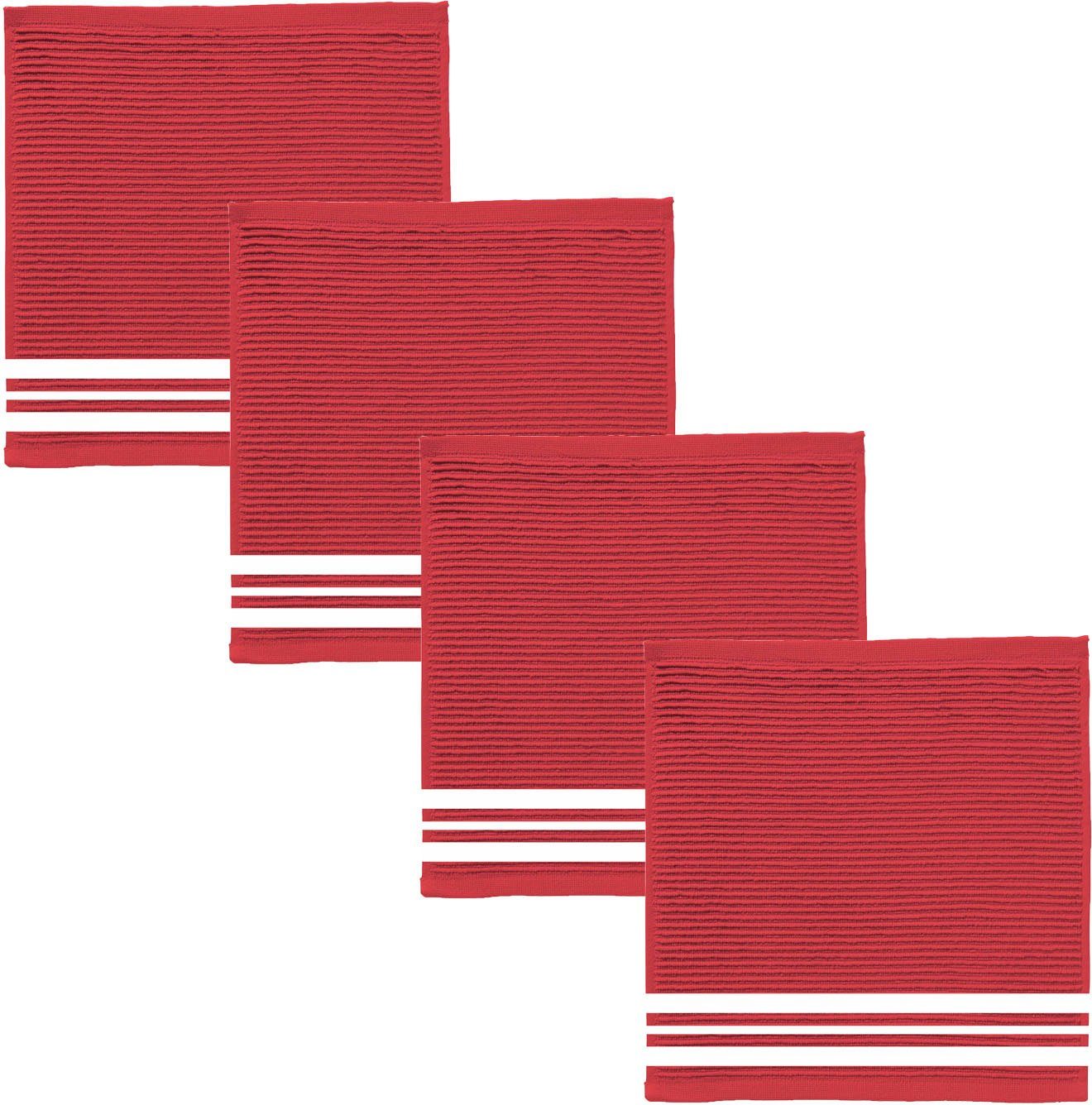 Provence, 30x30 DDDDD cm reiner Spültuch Baumwolle, aus (Set, 4-tlg), rot