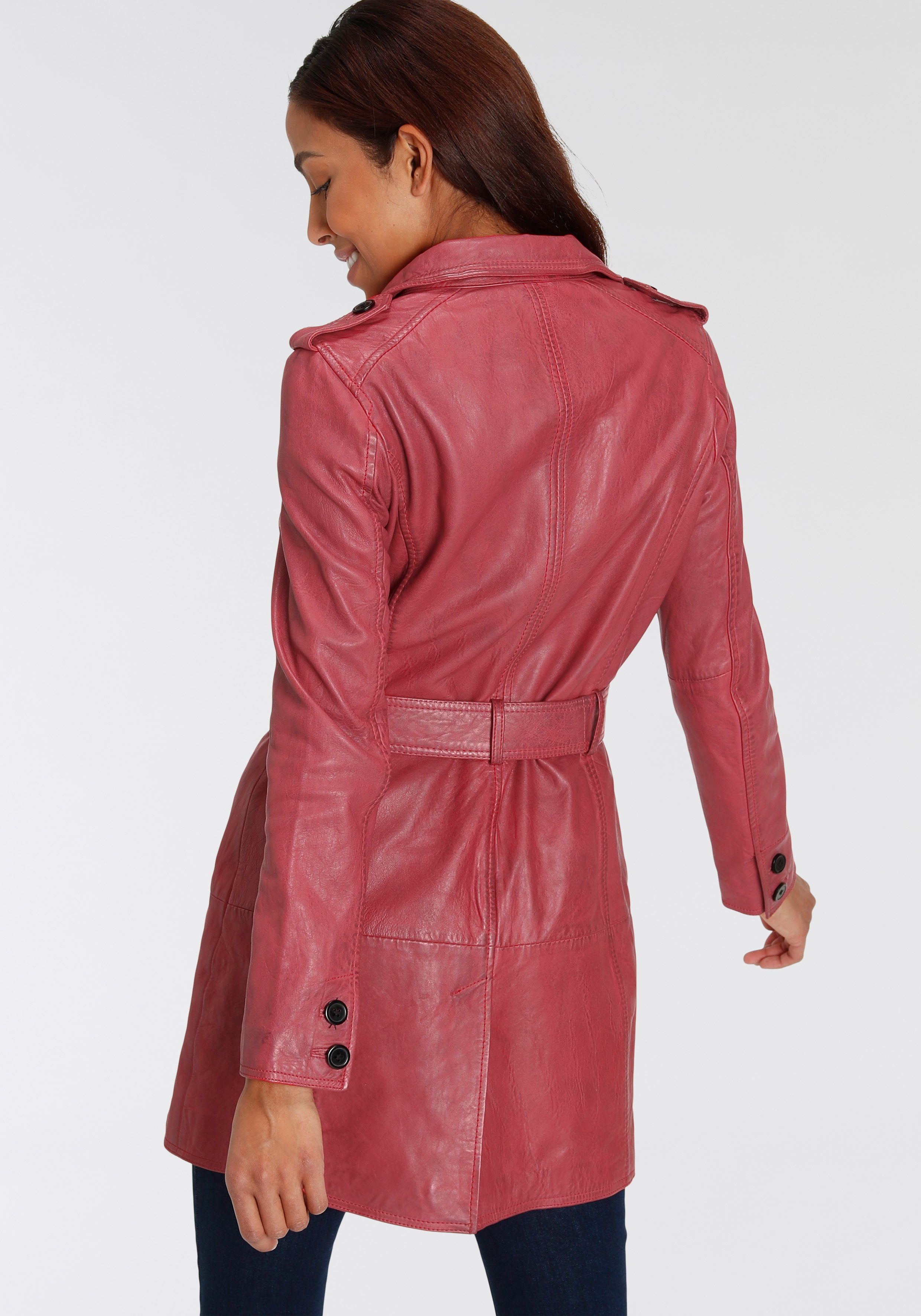 Trenchcoat-Look Maze rot Lederjacke im