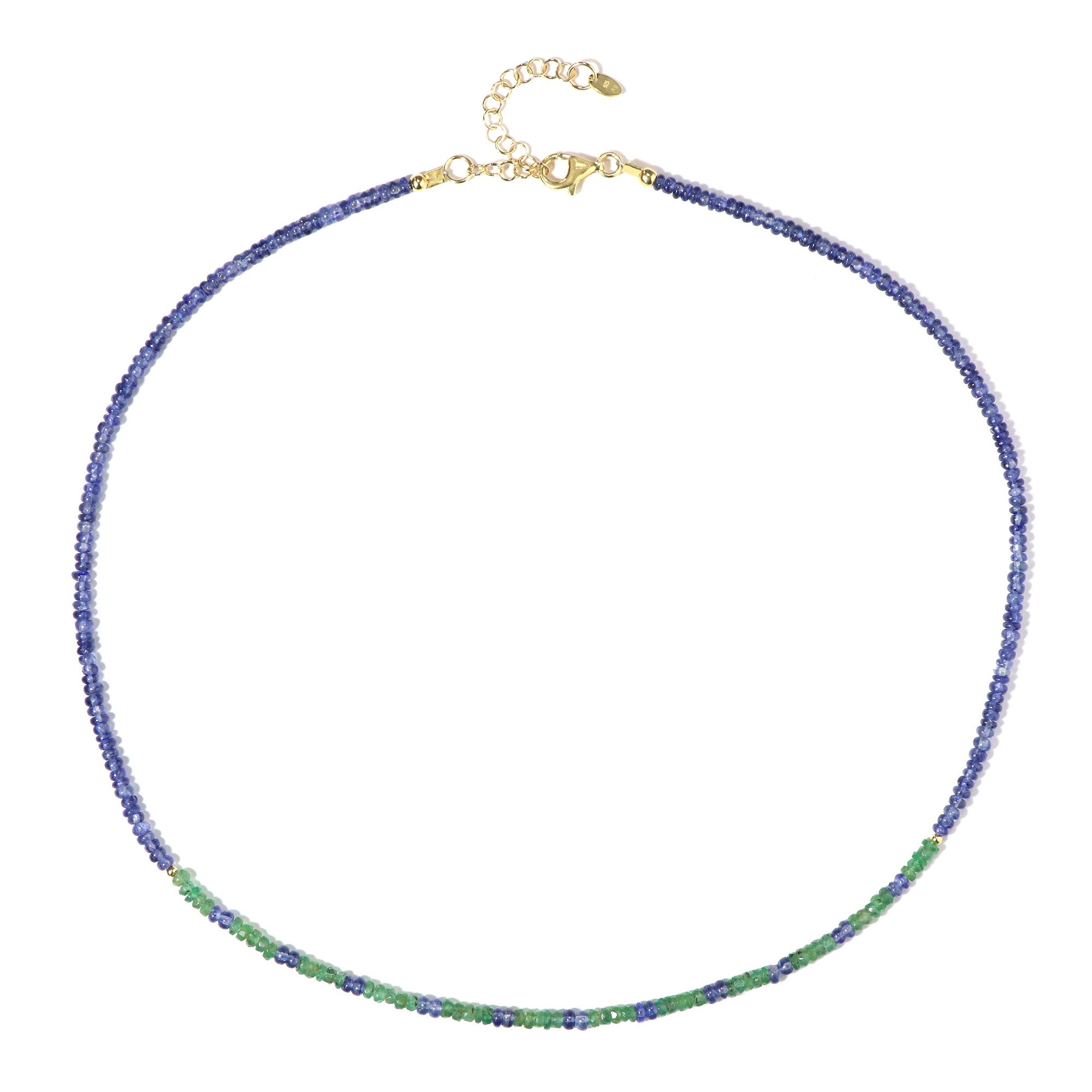 Cavill Silberkette Smaragd & Saphir Kette 35,17 ct, Sterlingsilber vergoldet, Blau (1-tlg)