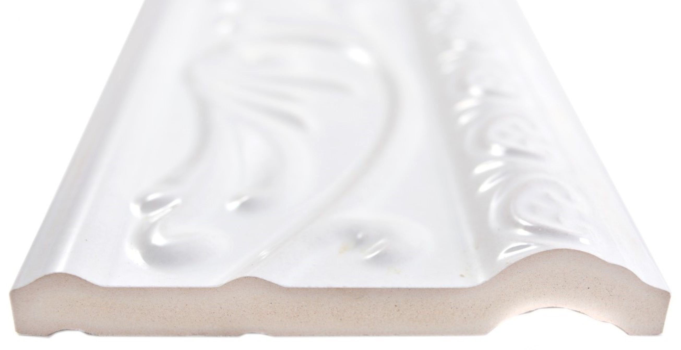 Mosani Fliesen-Bordüre Profil Keramikmosaik / Weiß glänzend 10 Borde Stück