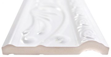 Mosani Fliesen-Bordüre Profil Keramikmosaik Borde glänzend / 10 Stück, Weiß