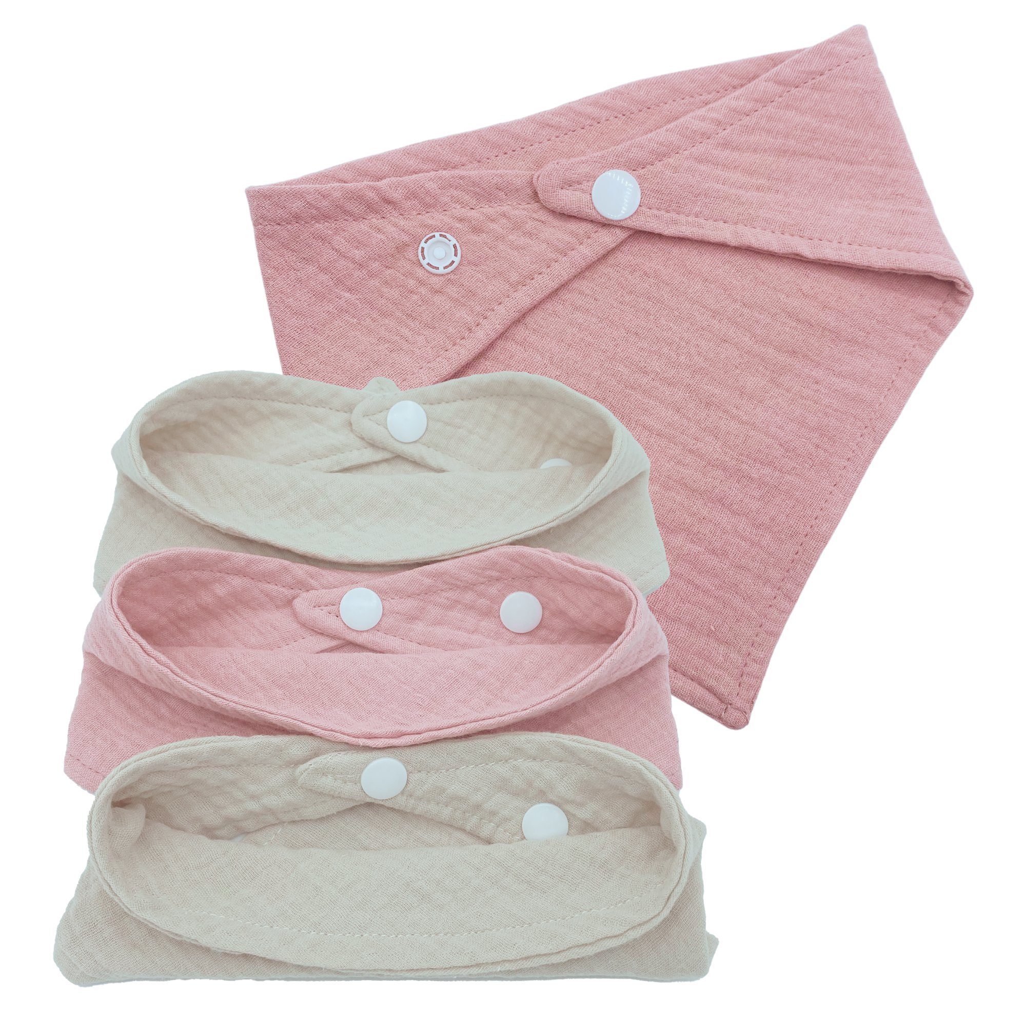 Angel's Baby Lätzchen 4 Sabberlätzchen aus Musselin, Halstücher, Dreieckstuch, (Set, 4 Lätzchen) Rosa-Beige