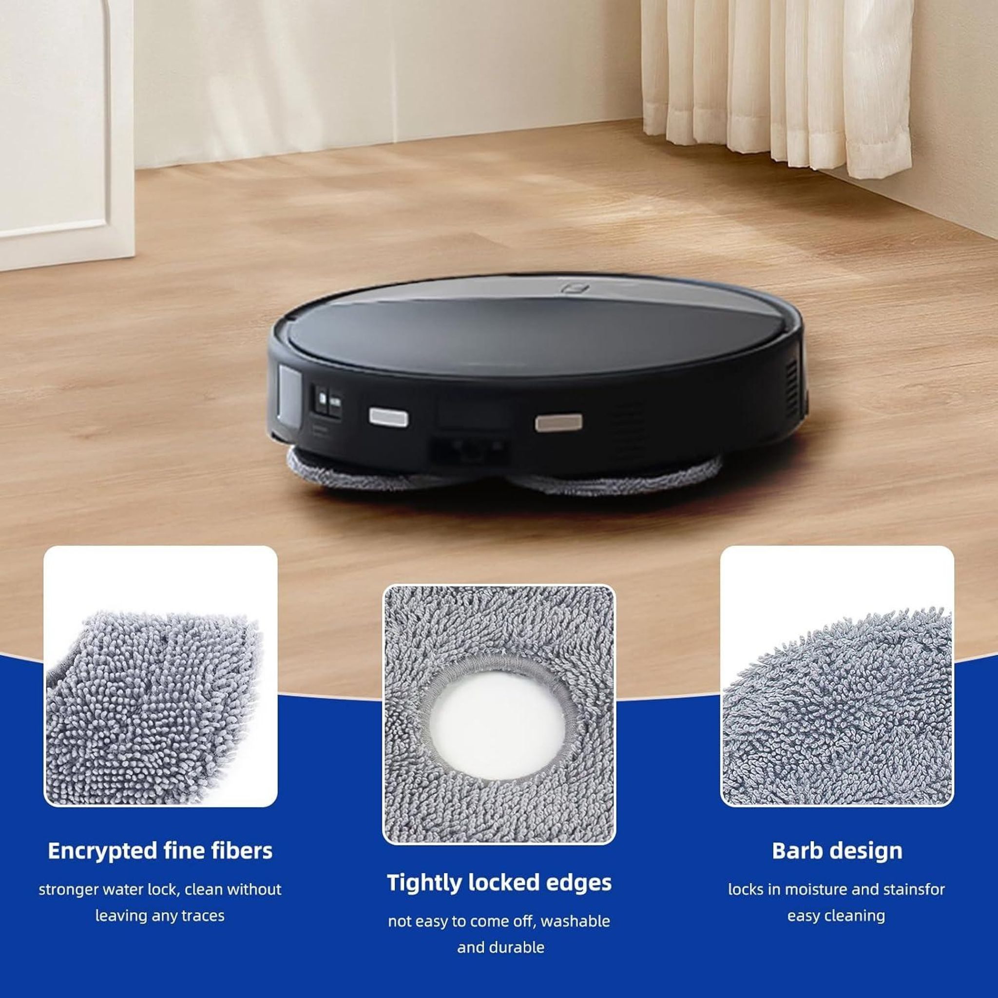 FELIXLEO Gardinenbefestigungen Ersatzteile "8 Stk. Wischpads für Roborock Saros 10R Z70 Qrevo Master Edge Curv ", (8-St) – Bild 4 von 5