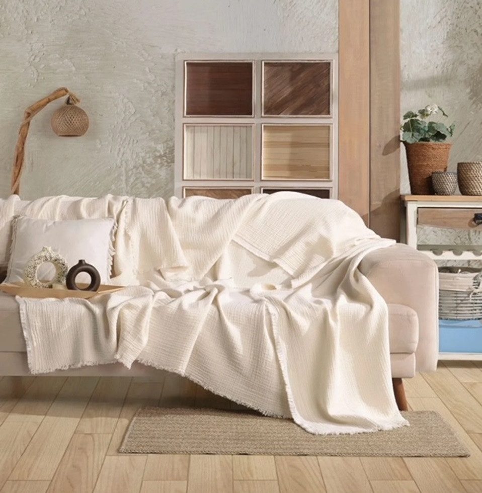 Wohndecke Musselin Wohndecke in Natur aus günstig online kaufen