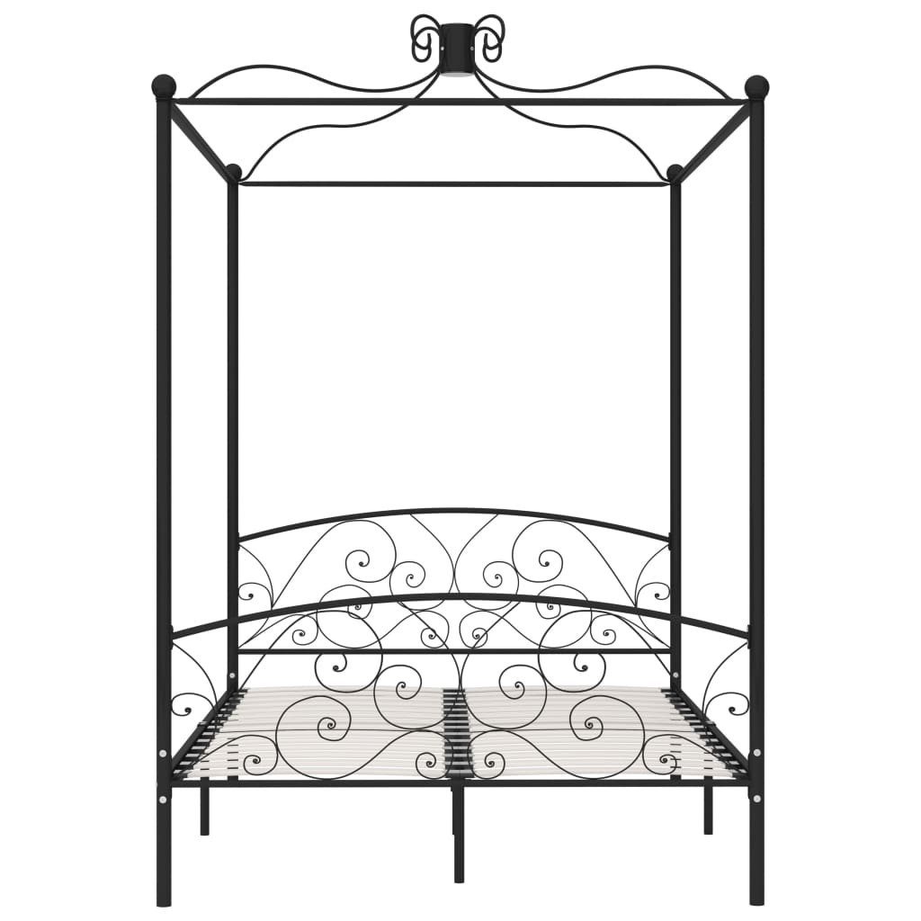 vidaXL Himmelbett 140 x 200 cm Himmelbett-Gestell Schwarz Metall 140x200 cm Bett Bettrah