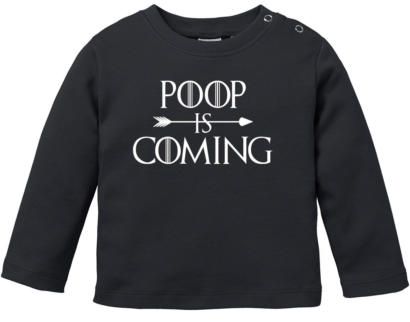 Rundhalsshirt Baby Langarmshirt Babyshirt Poop Is Coming lustig Spruch Babyshirt