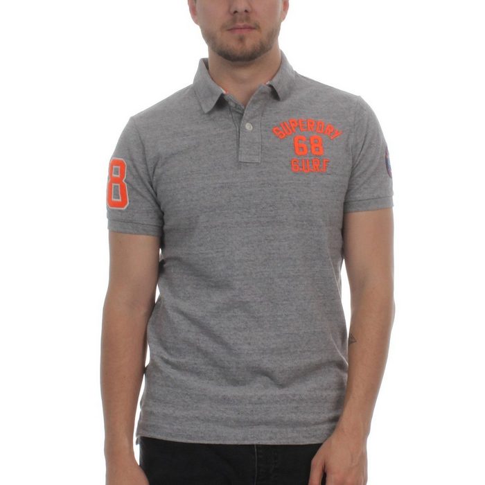 Superdry Poloshirt Superdry Herren Polo CLASSIC SS SUPERSTATE Harbour Grey Grindle