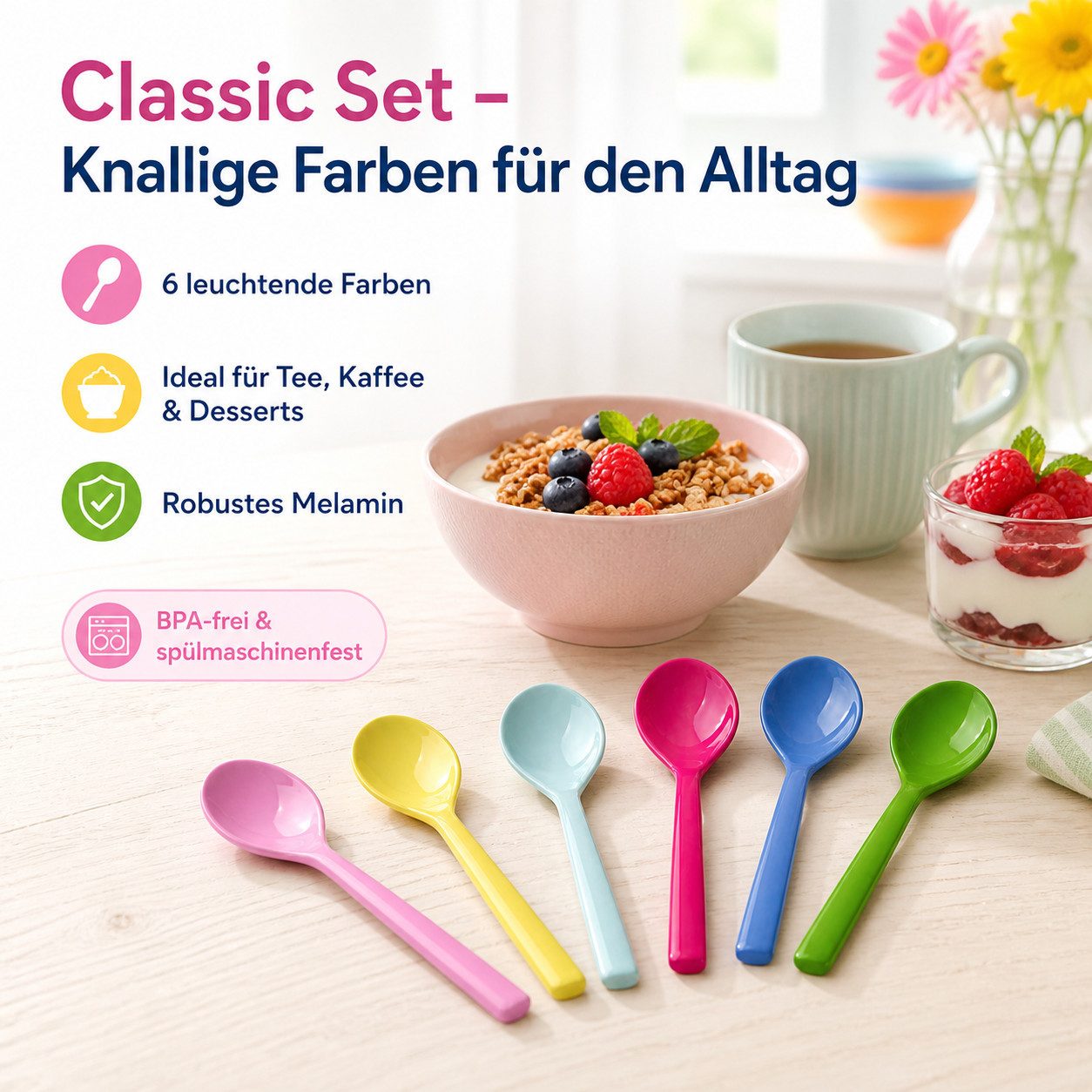 rice Teelöffel Rice Melamin Teelöffel 6er Pack in Classic Farben (2 Stück)
