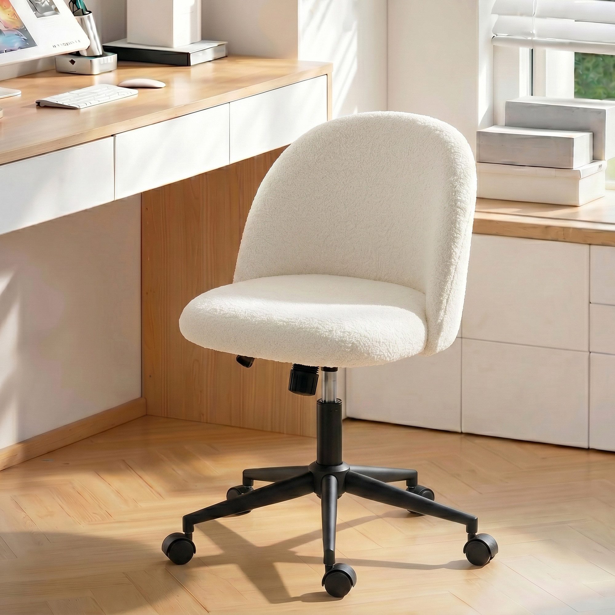 HOMCOM Bürostuhl Schminktischstuhl für Schlafzimmer (Set, 1 St), Höhenverstellbar, 360° drehbar, Wippfunktion
