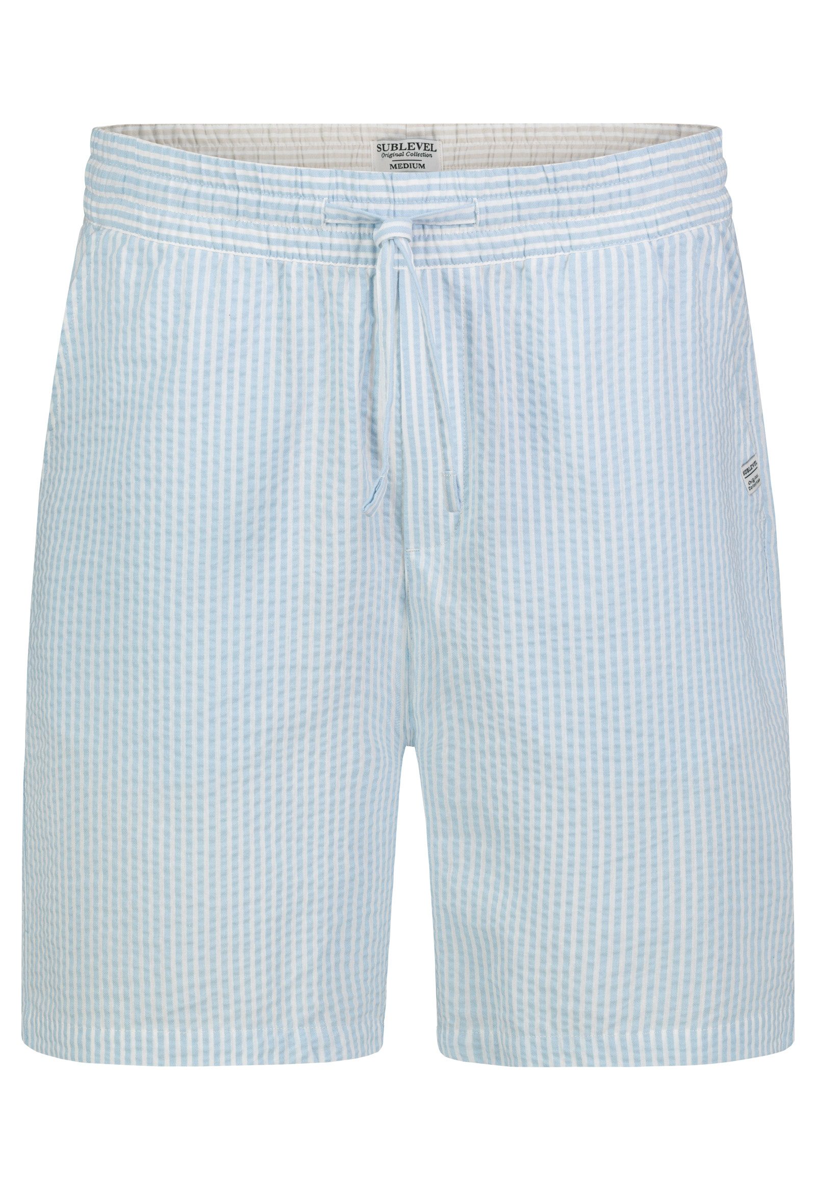 SUBLEVEL Shorts Herren Kurze Hose aus Seersucker Sommershorts, elastischer Gummibund, Streifen