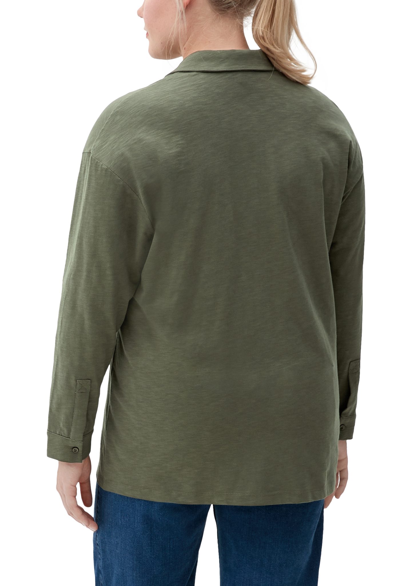 Baumwolle Stickerei TRIANGLE Langarmshirt Overshirt aus