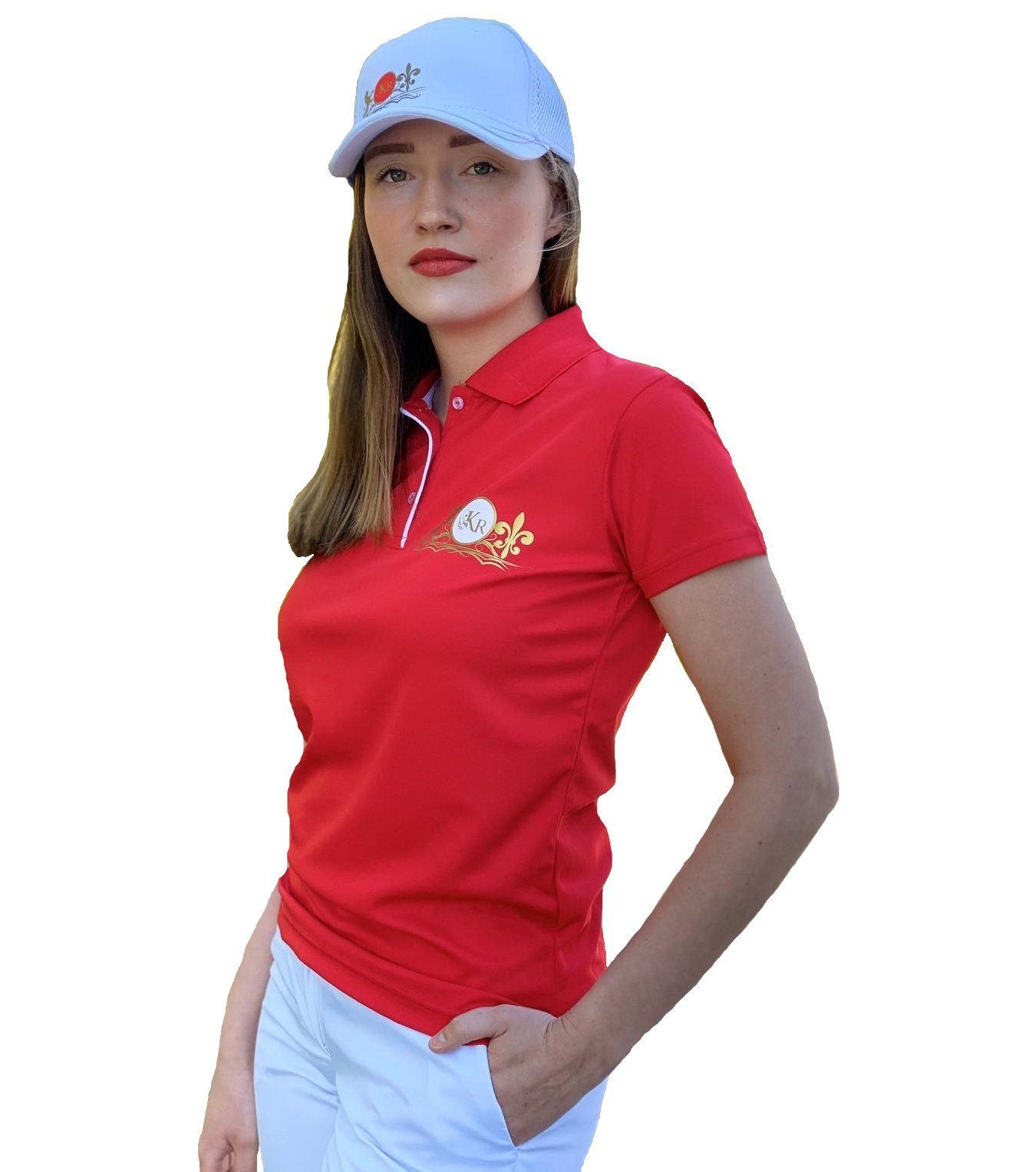 KR-Industries Poloshirt Polo Shae Lux goldene Applikationen auf der Vorderseite