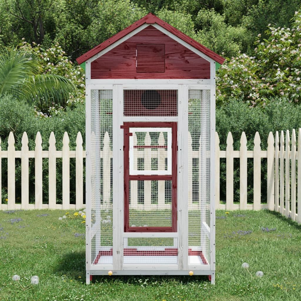 vidaXL Voliere, Mokka 91,5x53x170 cm Massivholz Kiefer